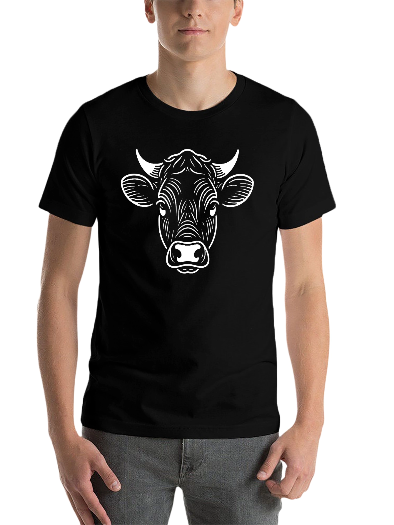 Black Cow Graphic Print Tee - Black view 7