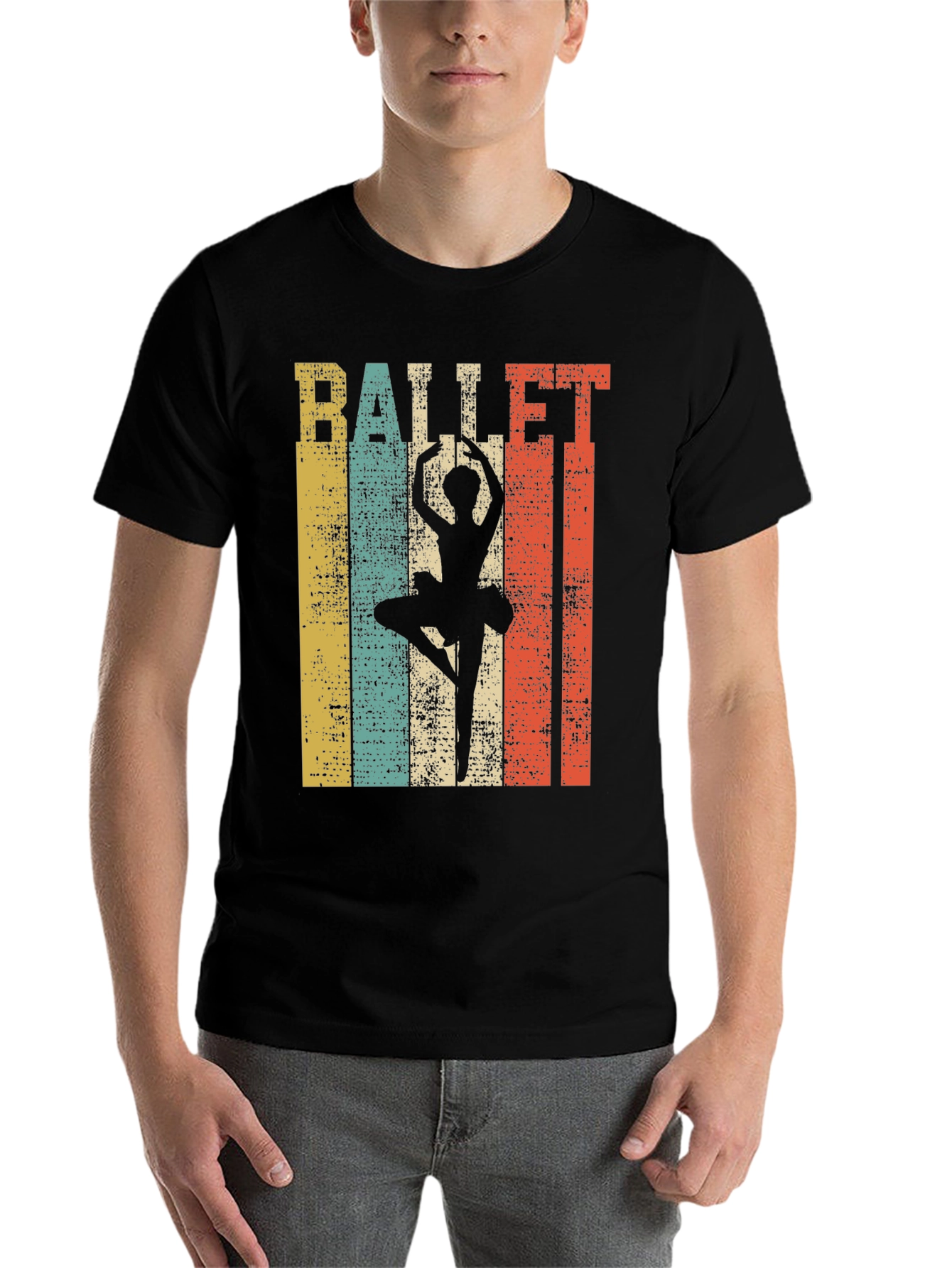 Black Ballet Dancer Retro Style Graphic Tee view 7