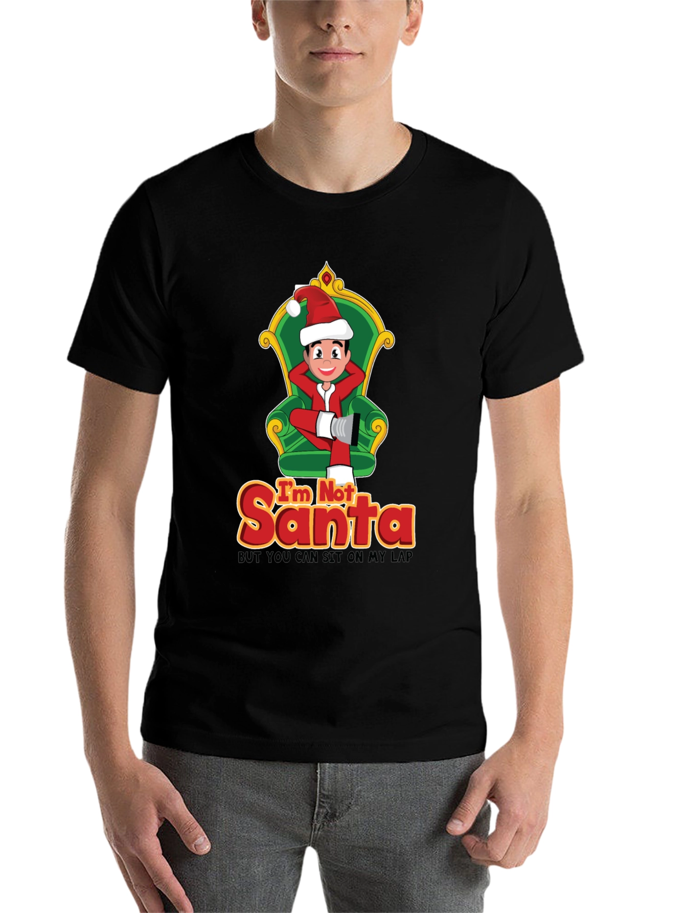 Black Funny Christmas T-Shirt: I'm Not Santa view 7