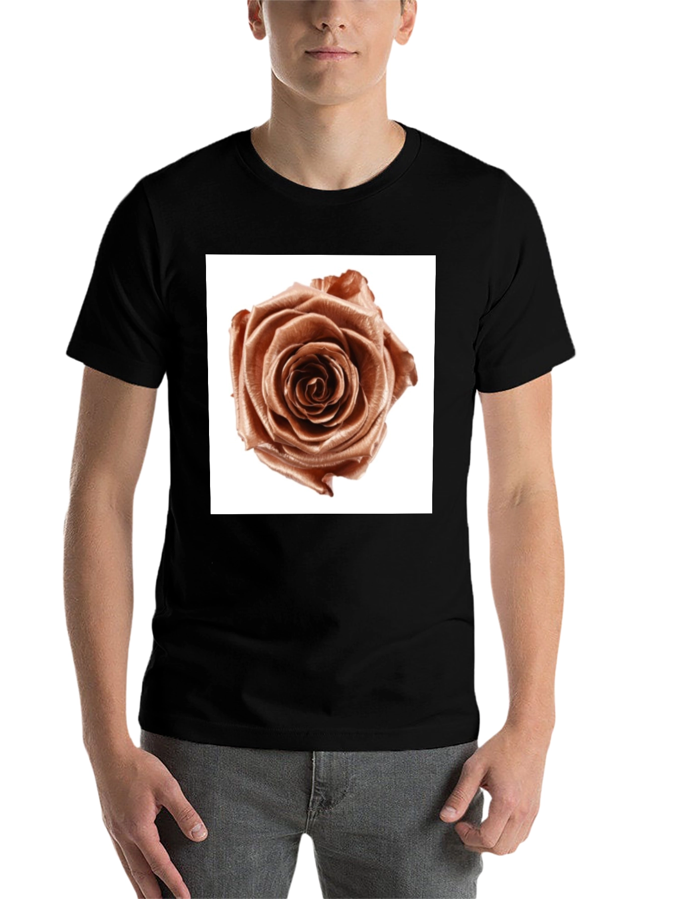 Black Rose Graphic Tee - Modern Floral Design view 7