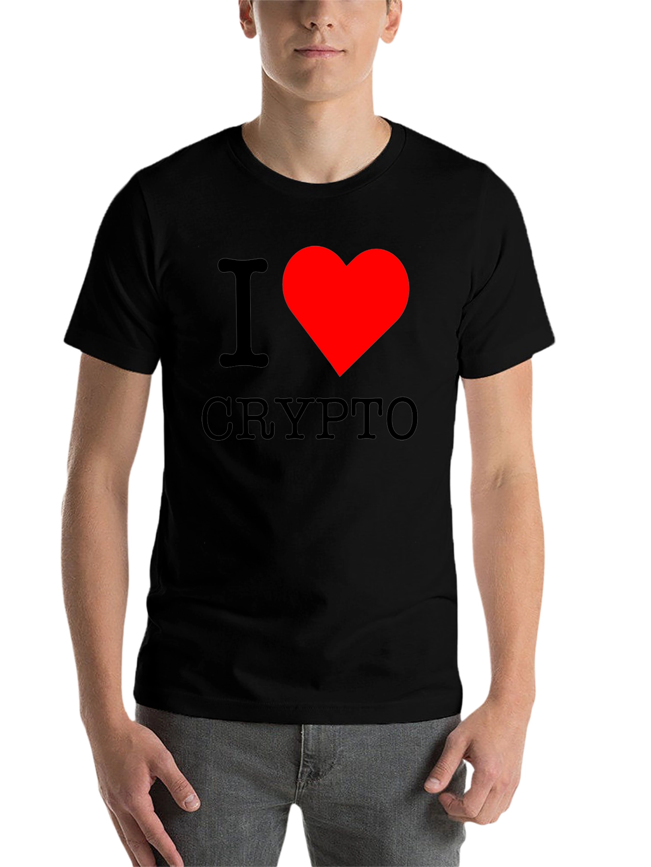 Black I Love Crypto Graphic T-Shirt view 7