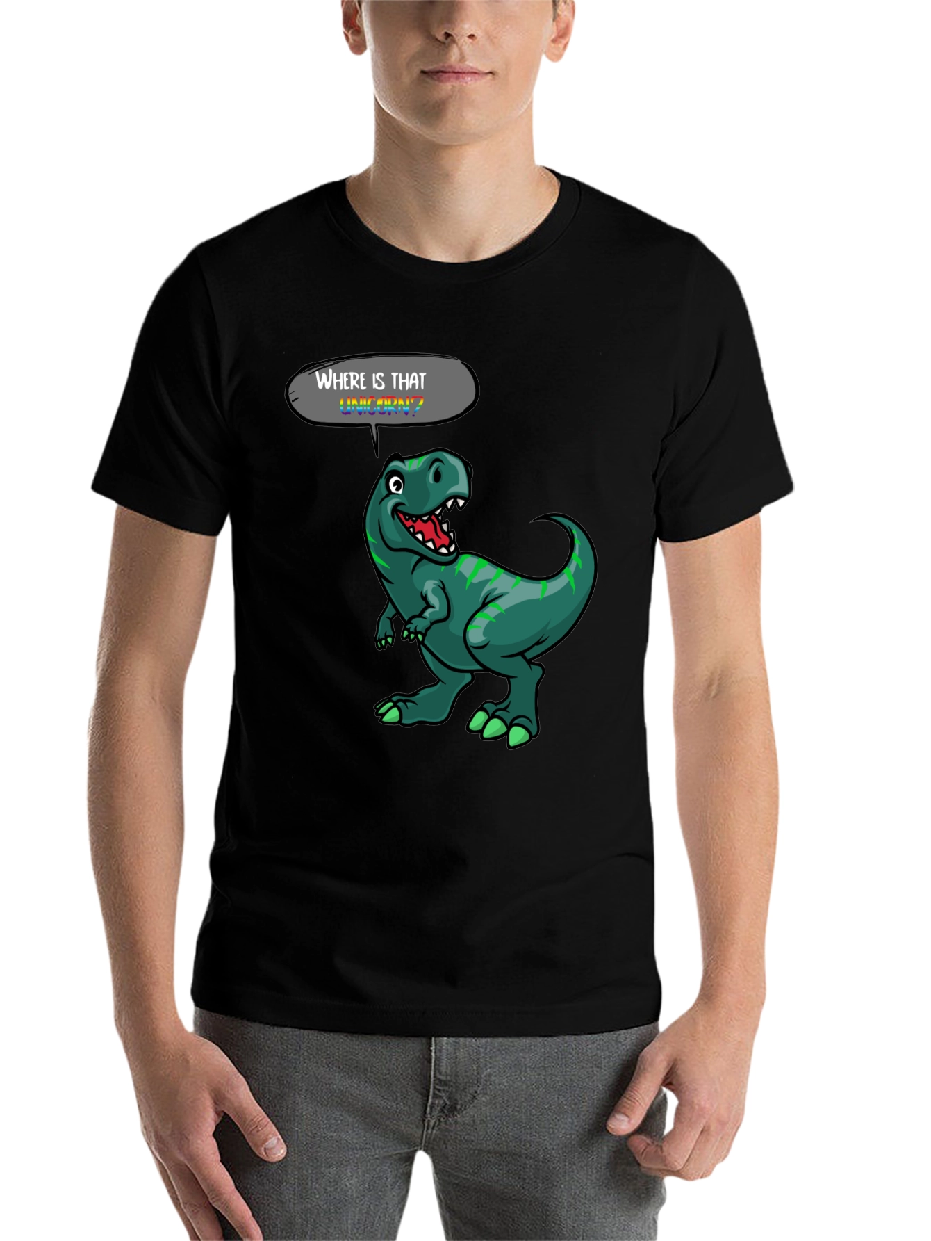 Black Dinosaur T-Shirt - Where is That Unicorn? view 7