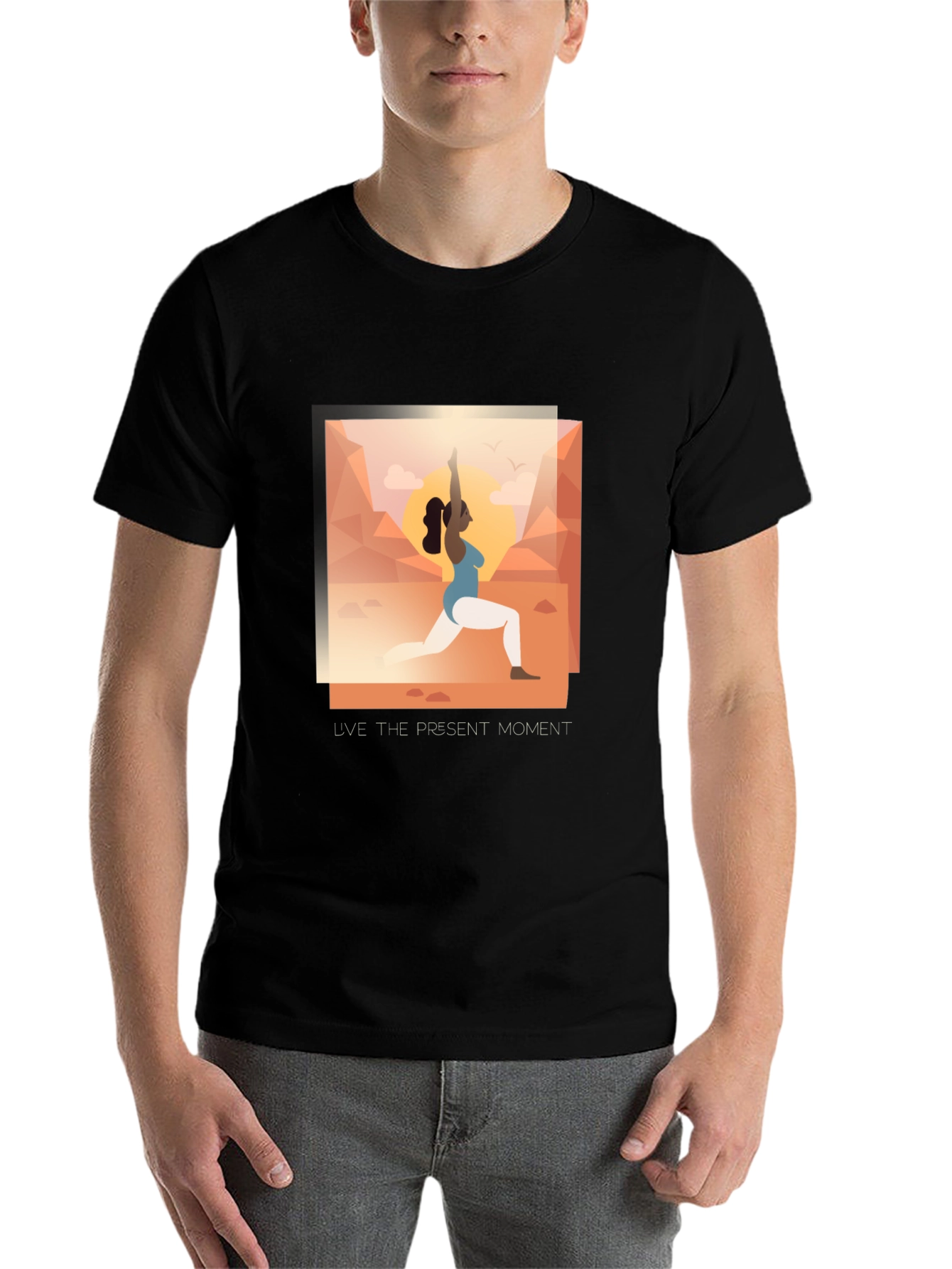 Black Yoga Present Moment Graphic Tee - Unisex view 7