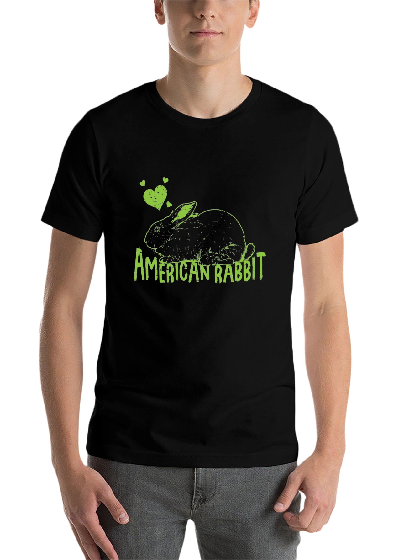 Black American Rabbit Graphic T-Shirt view 7