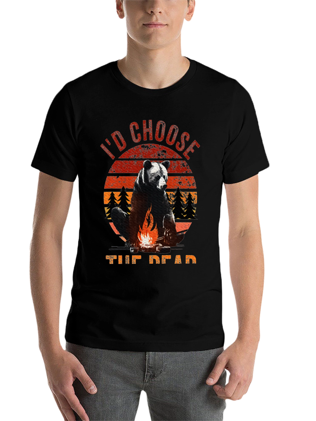 Black I'd Choose the Dead Bear Campfire T-Shirt view 7