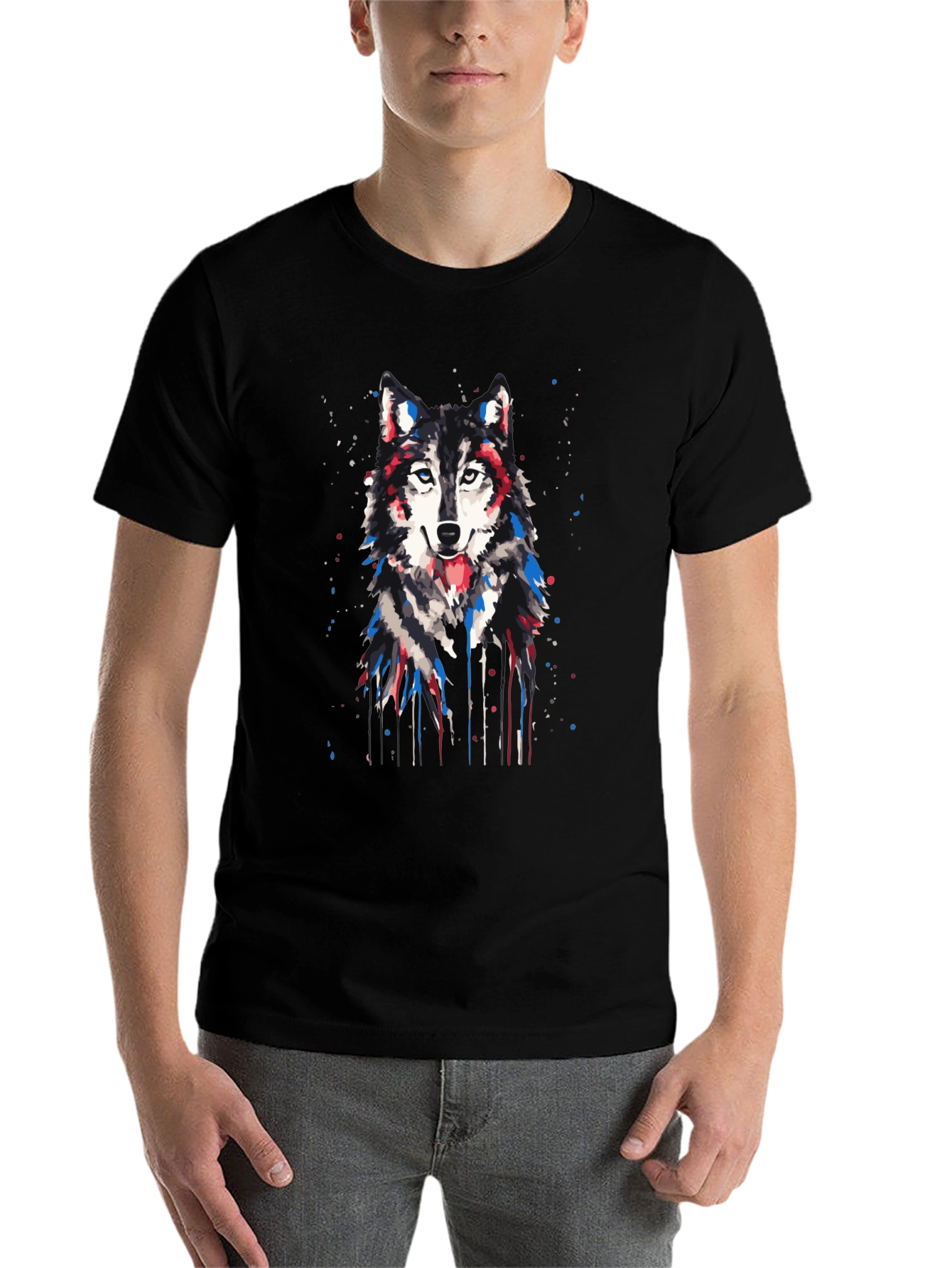 Black Wolf Graphic Print T-Shirt view 7