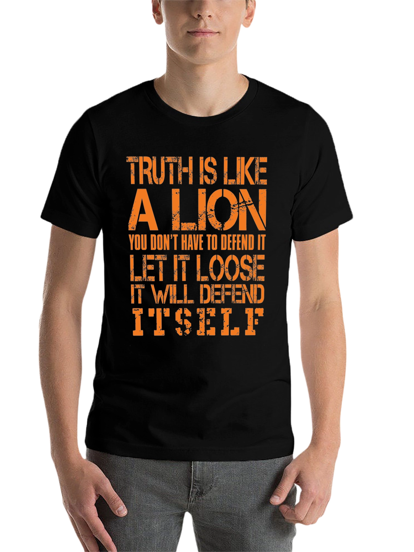 Black Truth Lion Graphic Tee - Bold Statement T-Shirt view 7