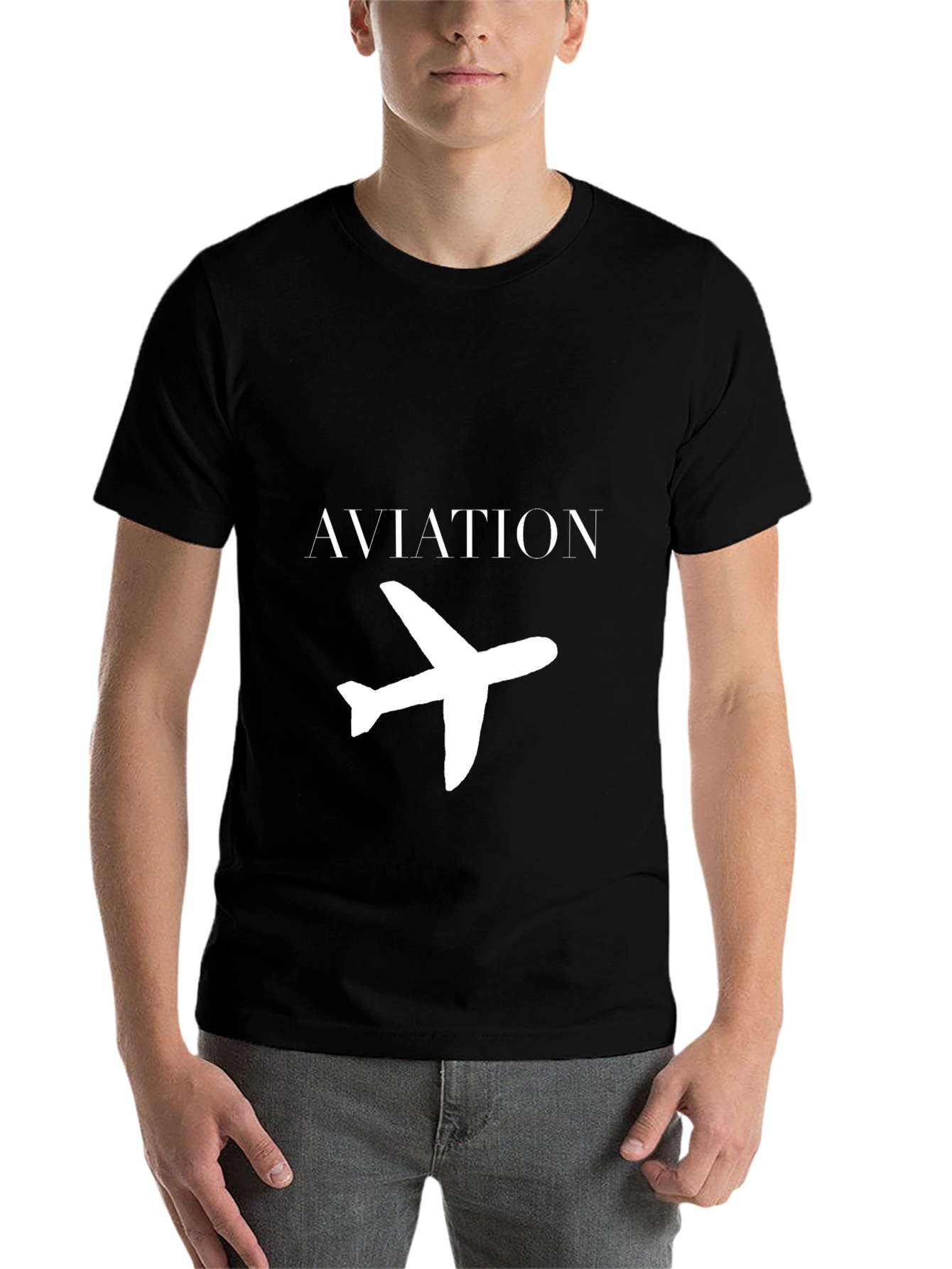 Black Aviation Airplane Graphic Black T-Shirt view 7
