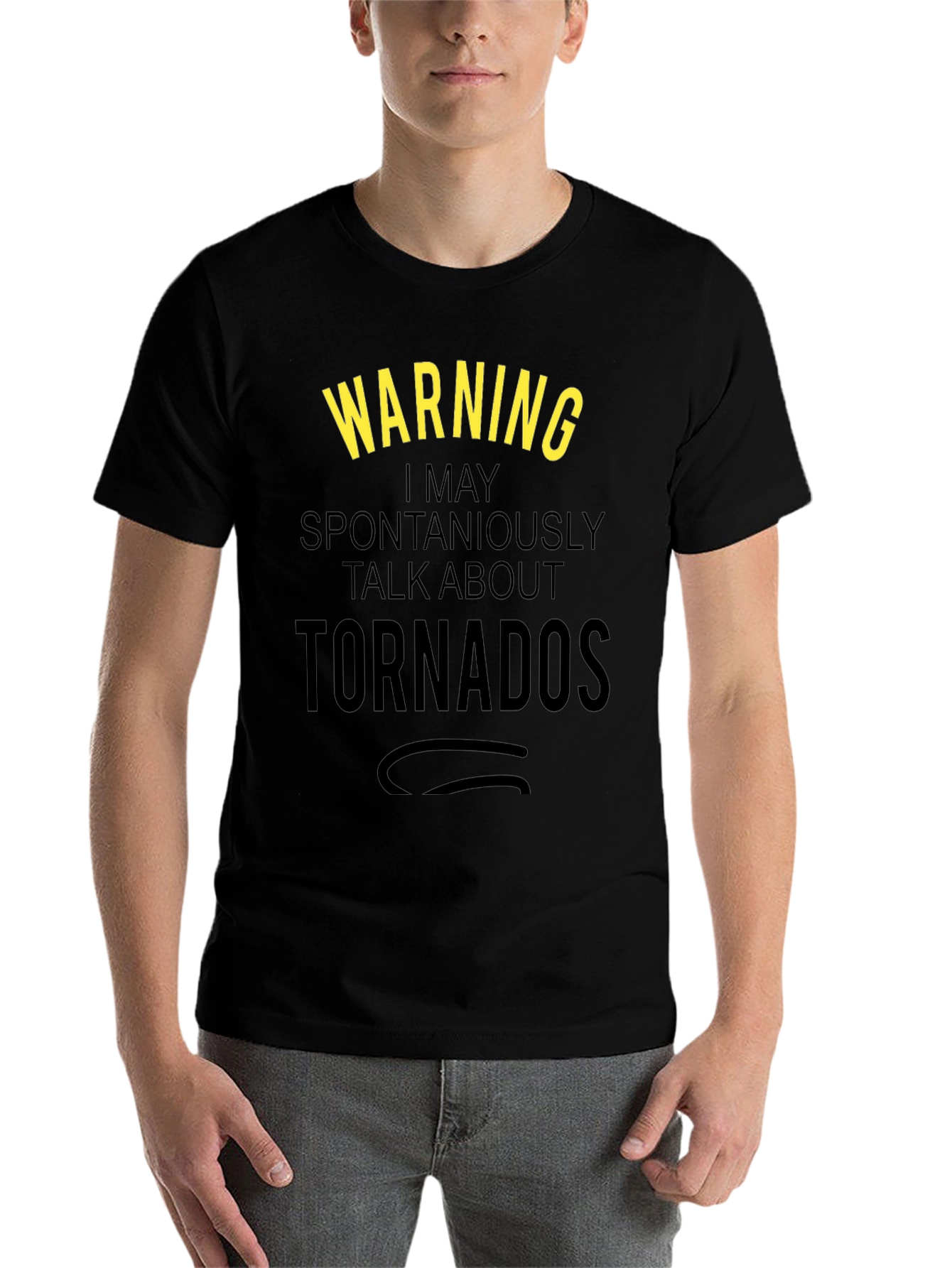 Black Warning: I May Talk About Tornadoes - Novelty Graphic T-Shirt view 7