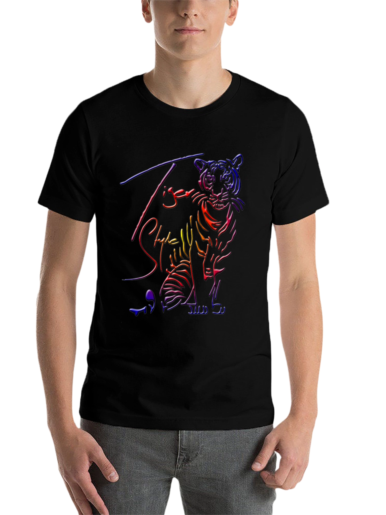 Black Neon Tiger Graphic T-Shirt - Cool Style view 7