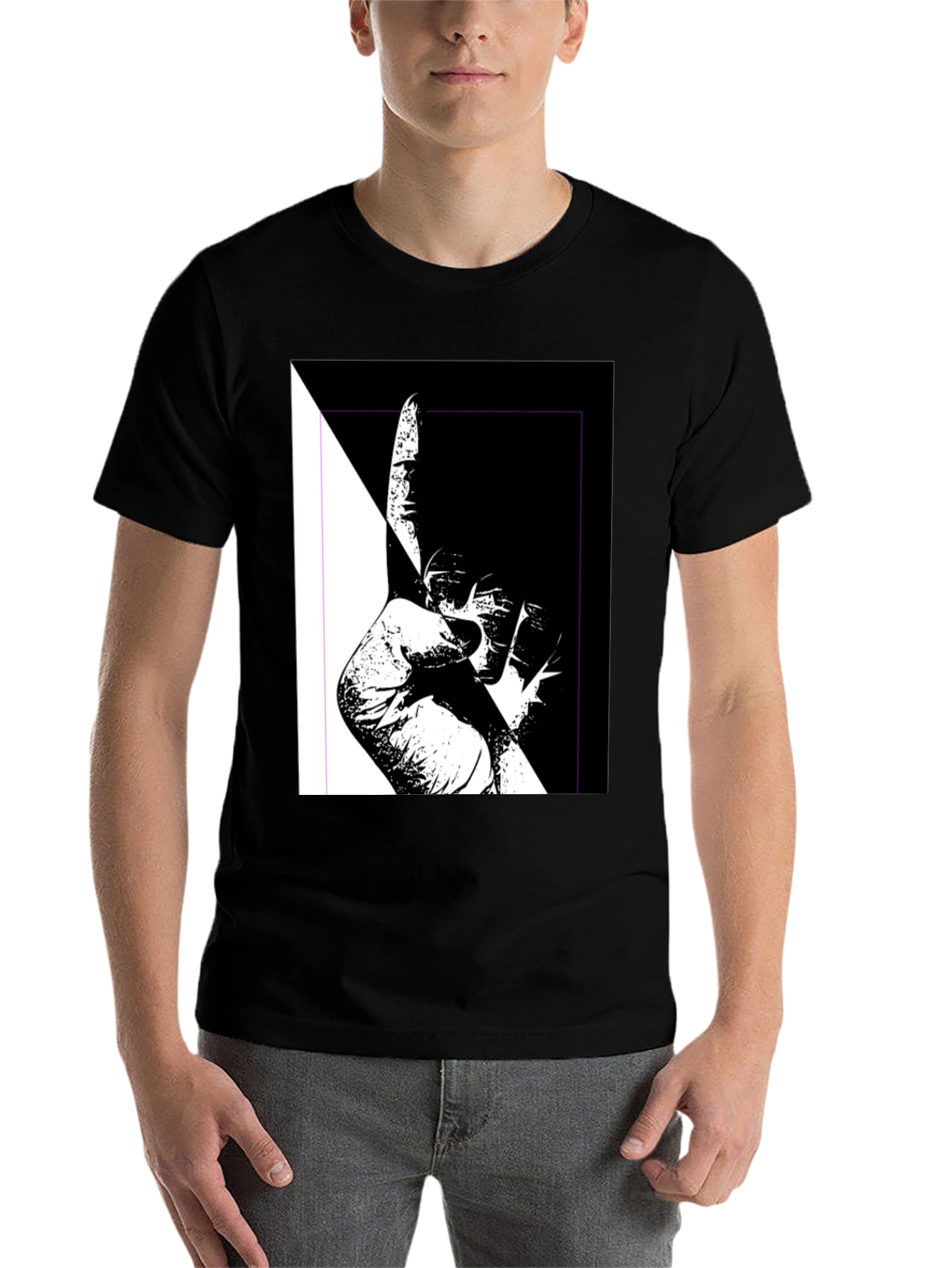 Black Unique Black & White Graphic Tee view 7