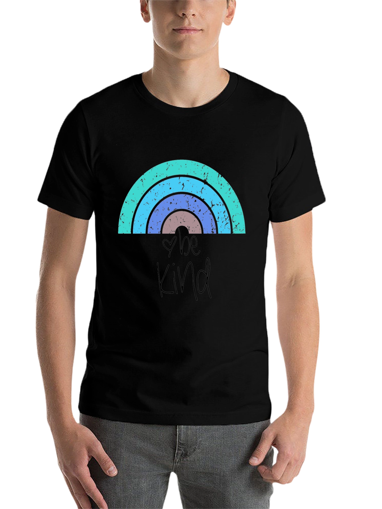 Black Be Kind Rainbow Graphic Tee - Unisex view 7