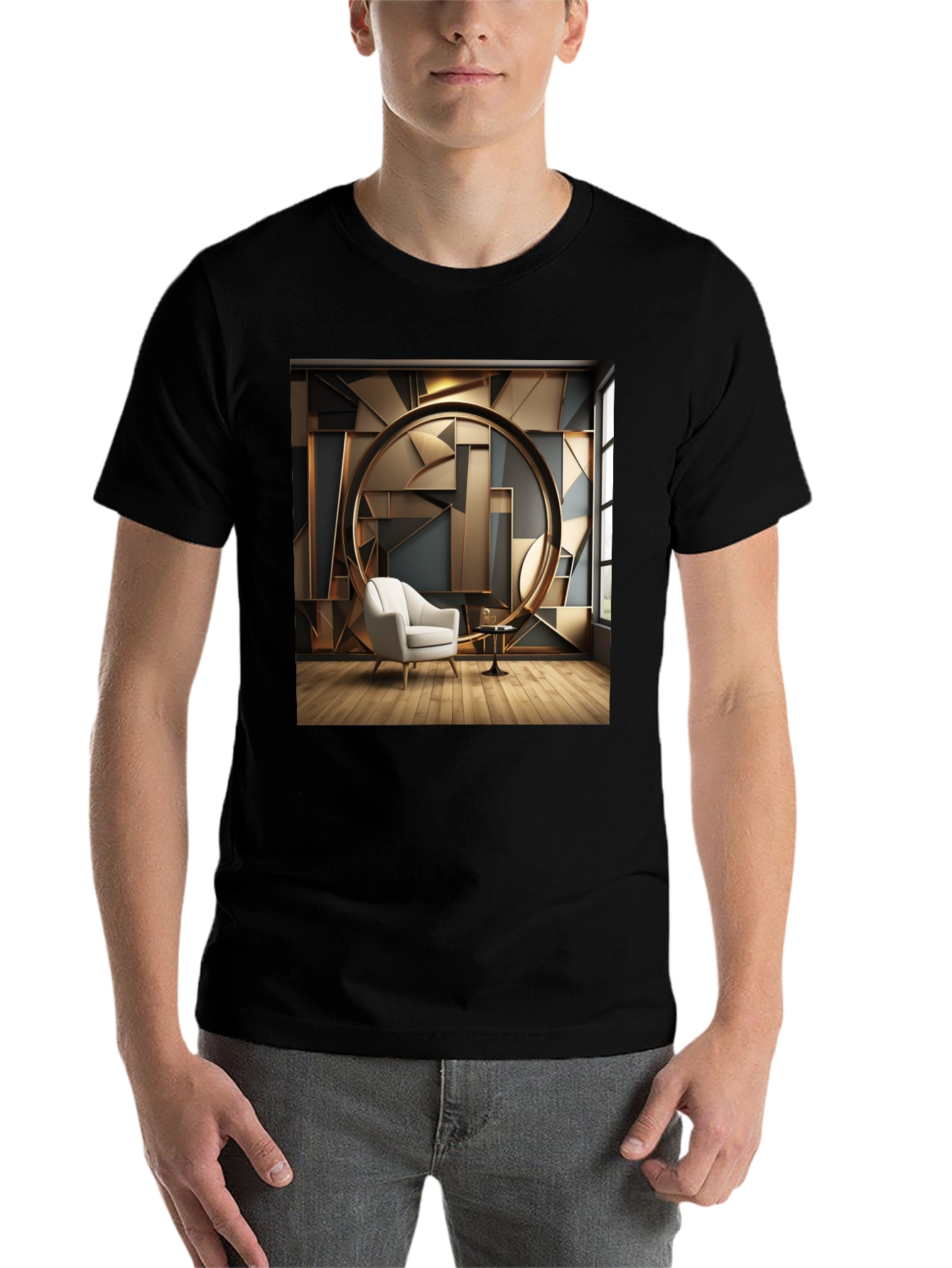 Black Modern Art Deco T-Shirt view 7