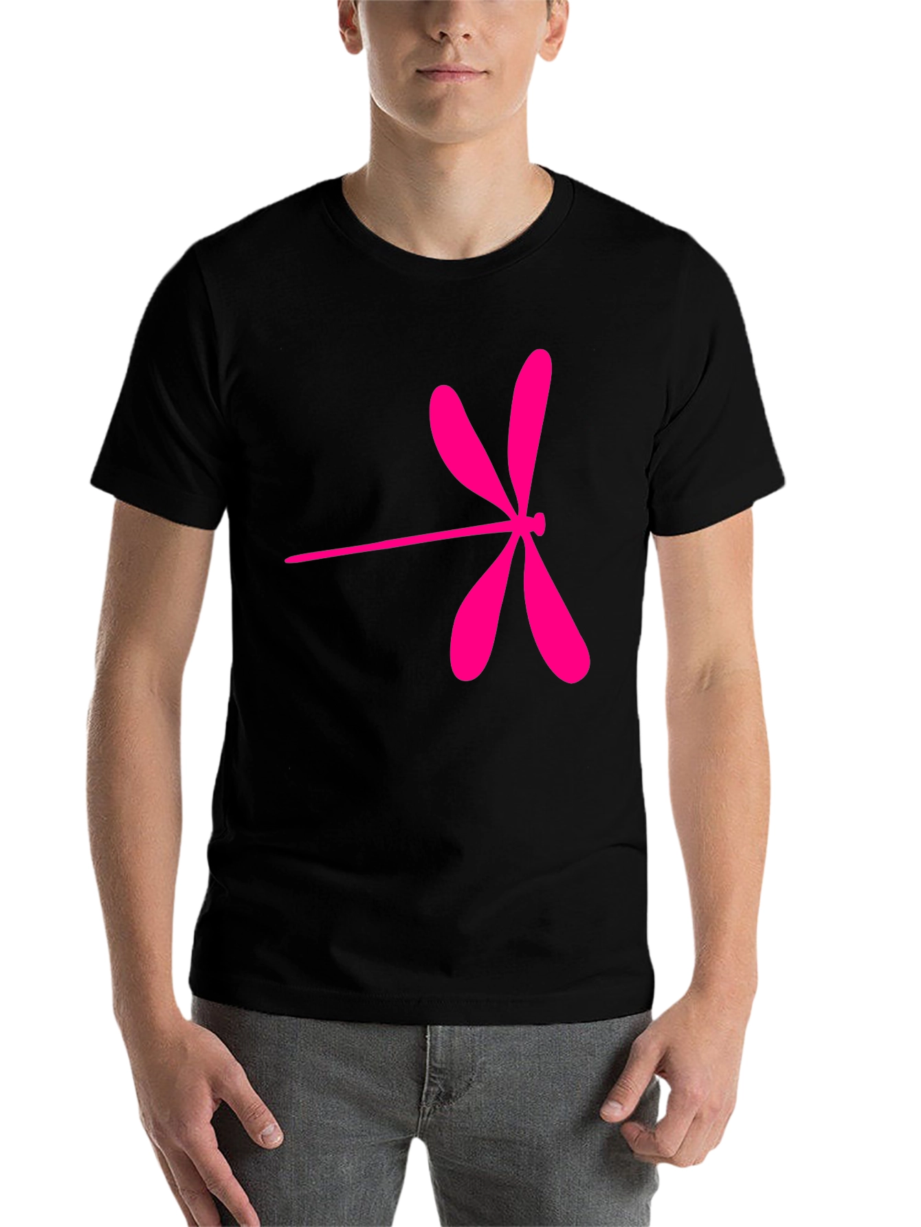 Black Pink Dragonfly Graphic T-Shirt view 7