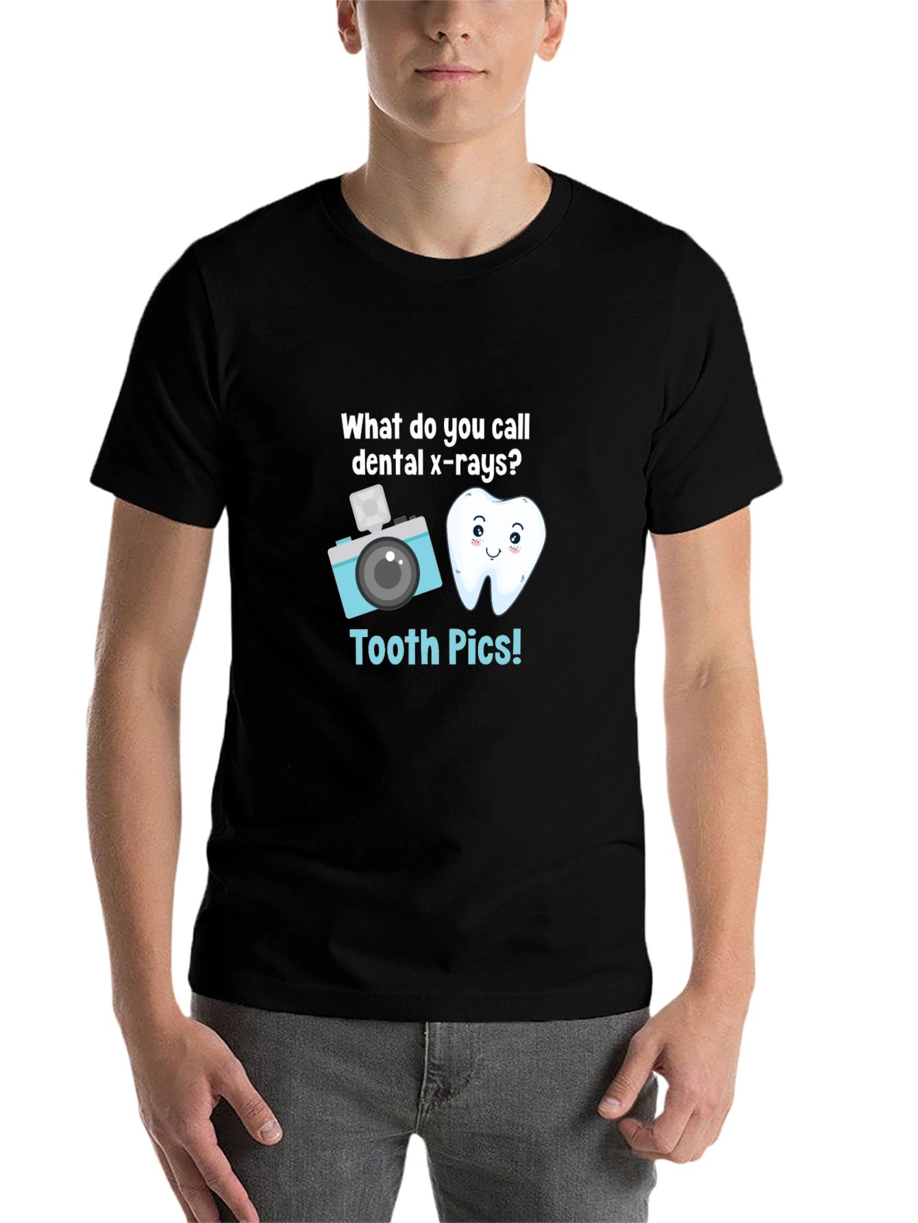 Black Tooth Pics Dental Pun T-Shirt - Black view 7