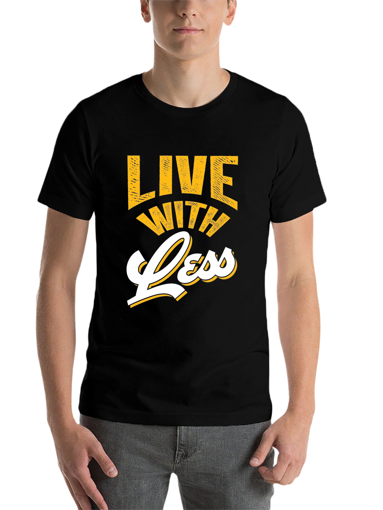 Black Live With Less Graphic Tee view 7