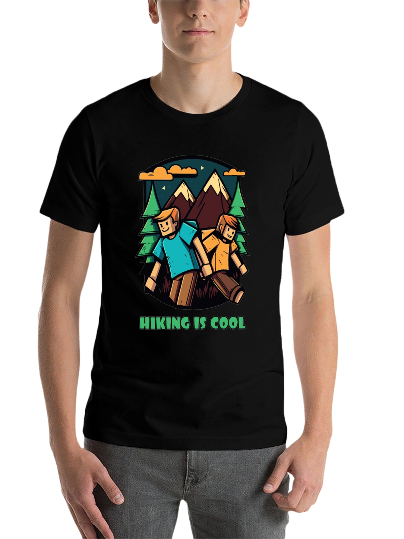 Black Hiking is Cool Graphic T-Shirt view 7