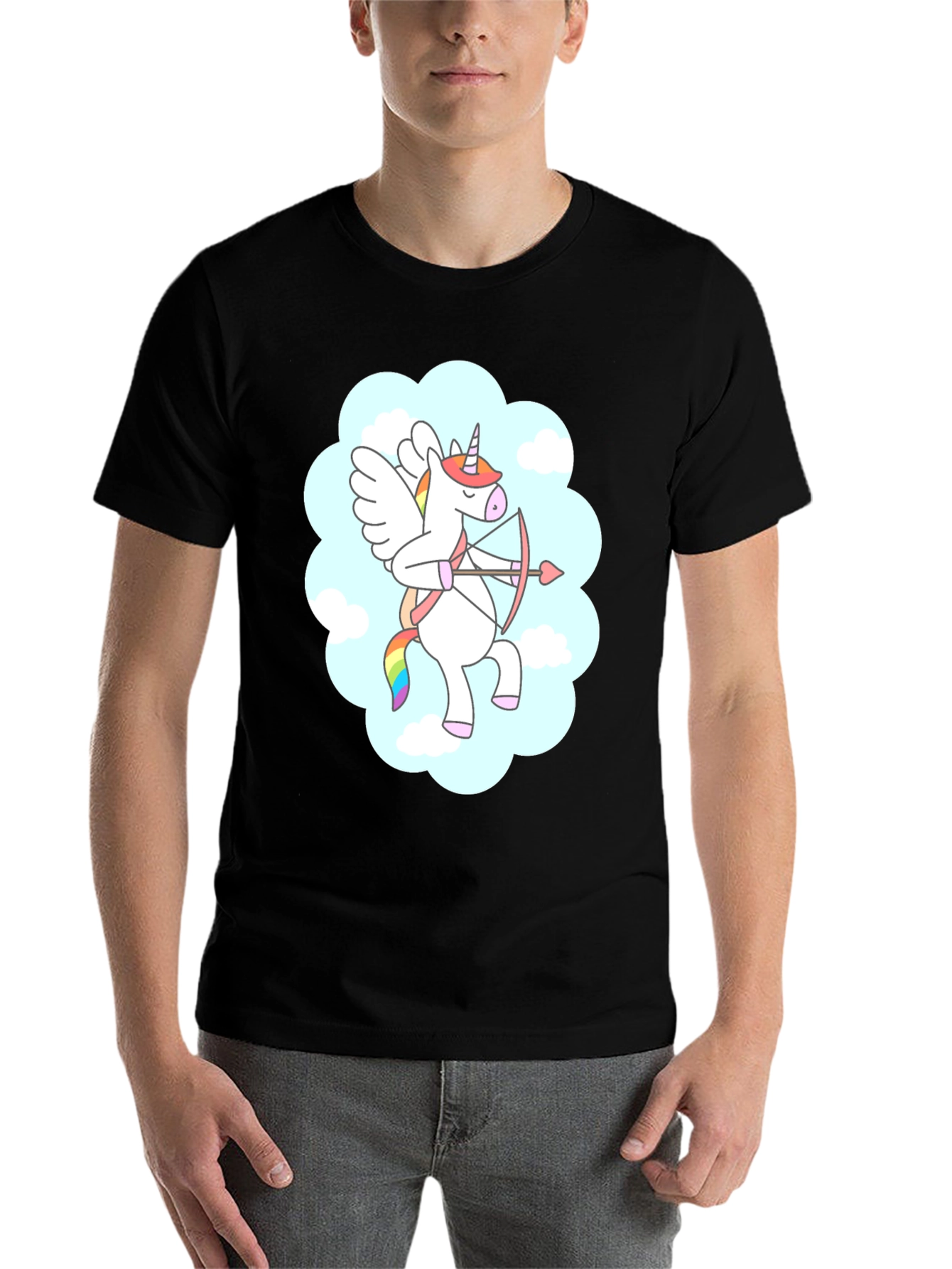 Black Cupid Unicorn Black T-Shirt: Magical Love Arrow! view 7