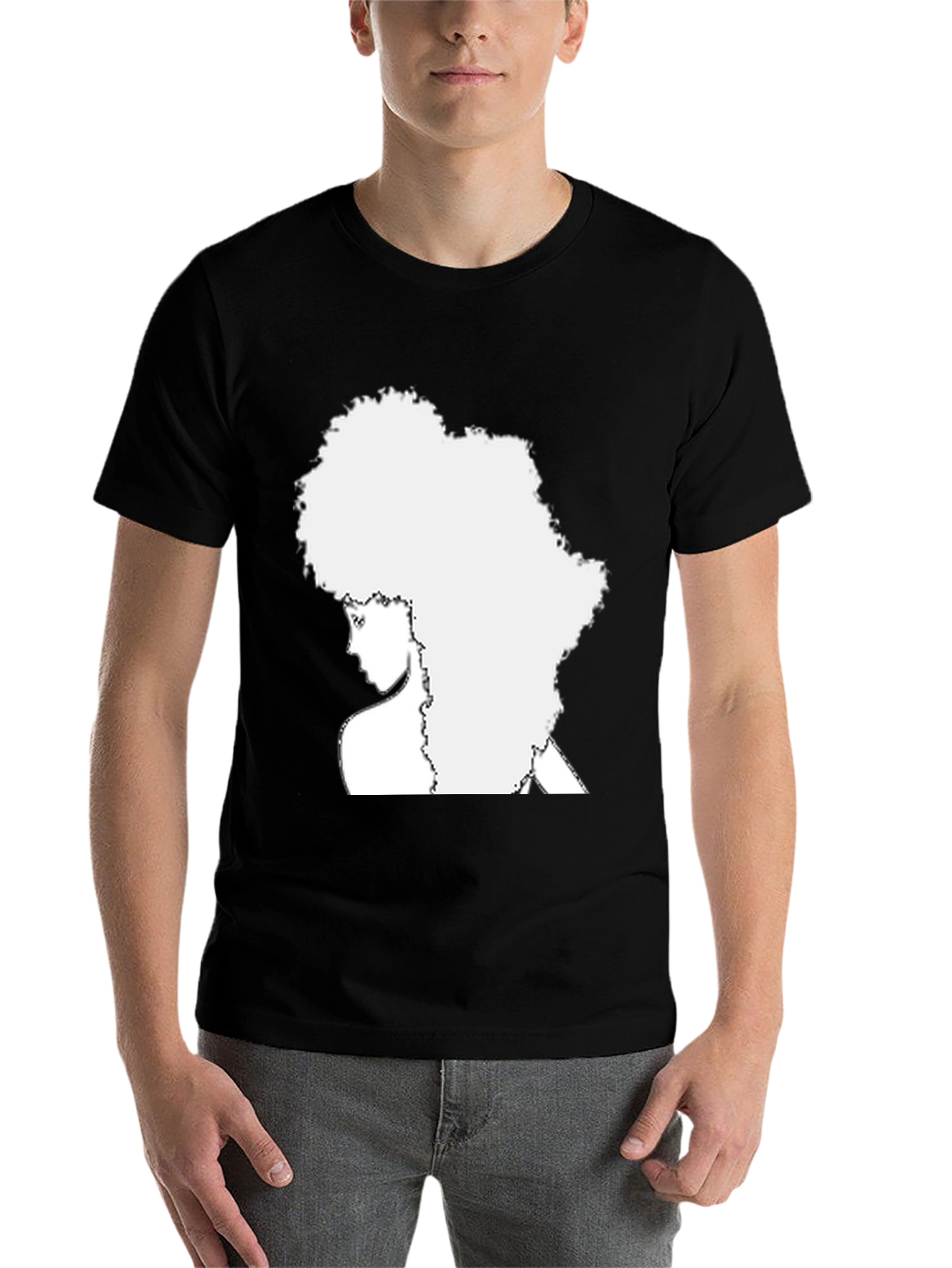 Black Afro Silhouette Tee - Black Unisex Shirt view 7