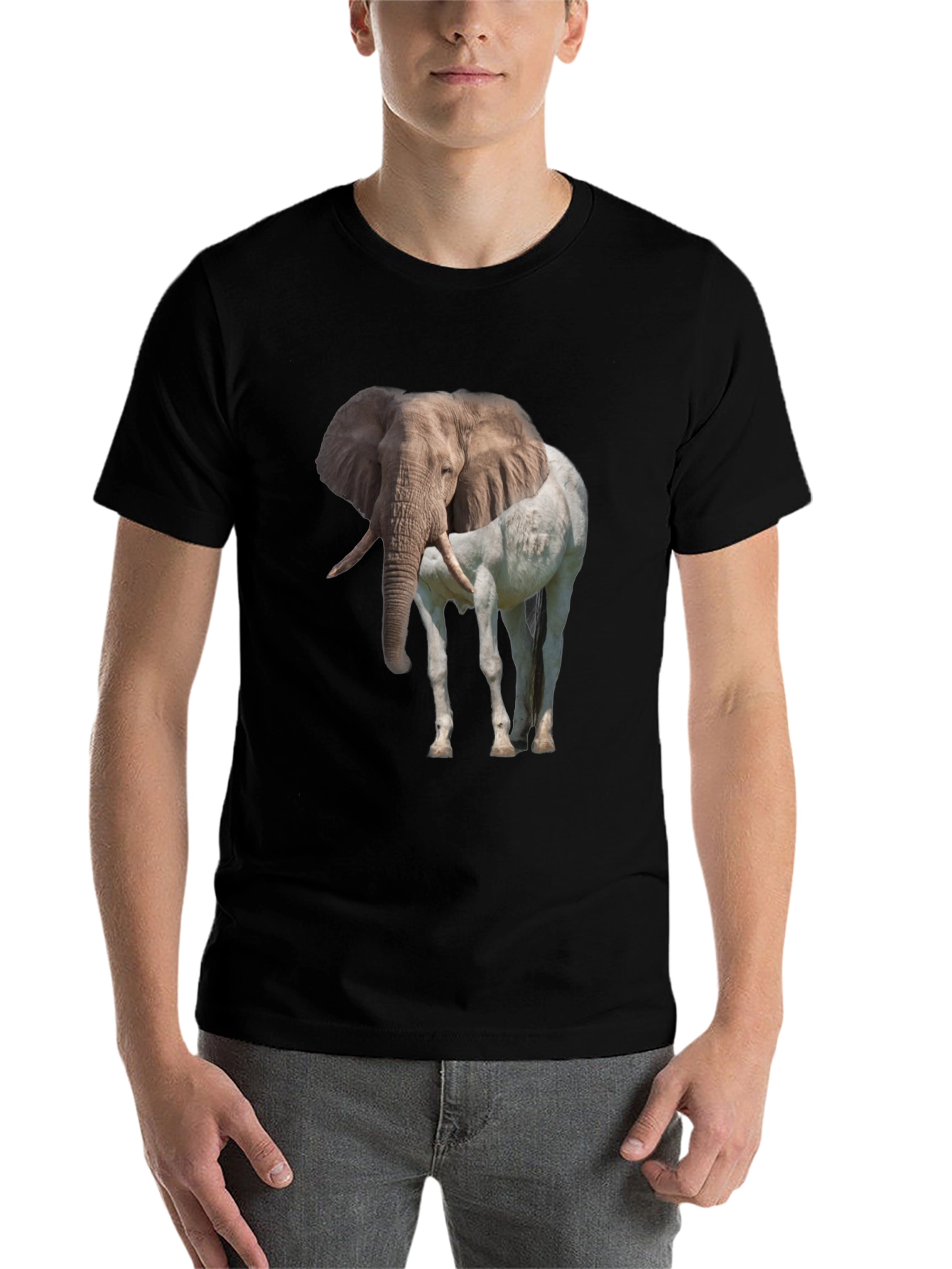 Black Elephant Horse Graphic Tee view 7