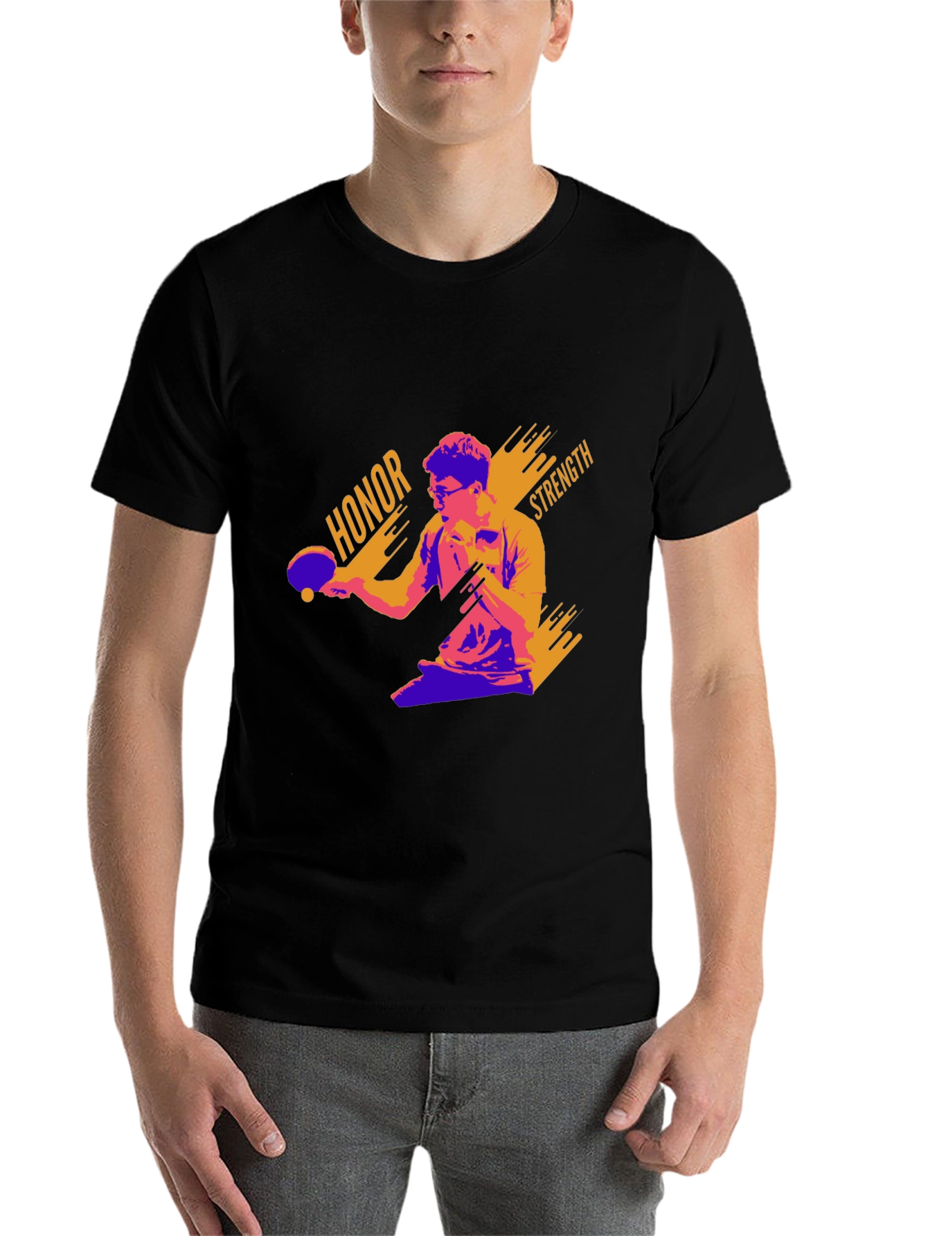 Black Honor Strength Table Tennis Graphic Tee view 7