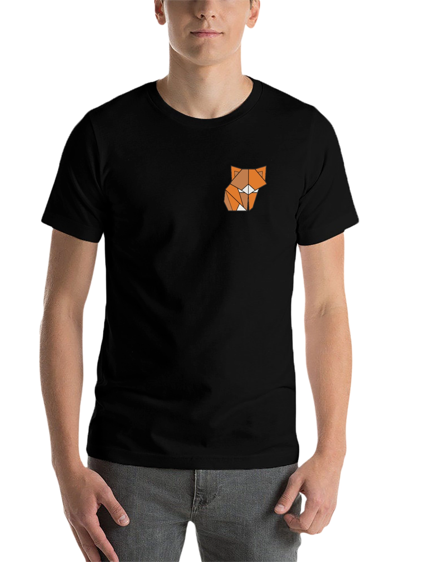 Black Modern Fox Graphic Black Tee view 7