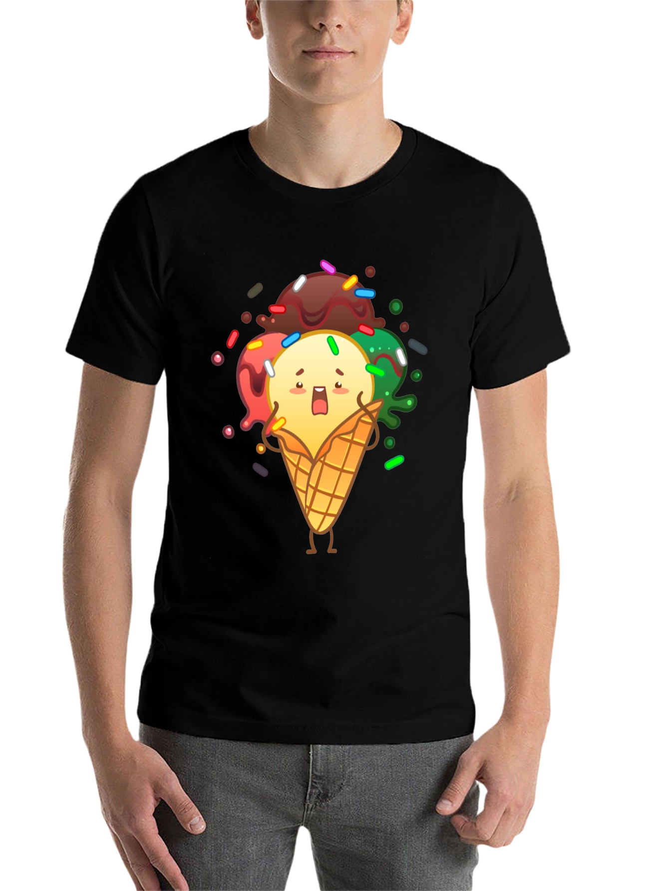 Black Funny Ice Cream Graphic T-Shirt view 7