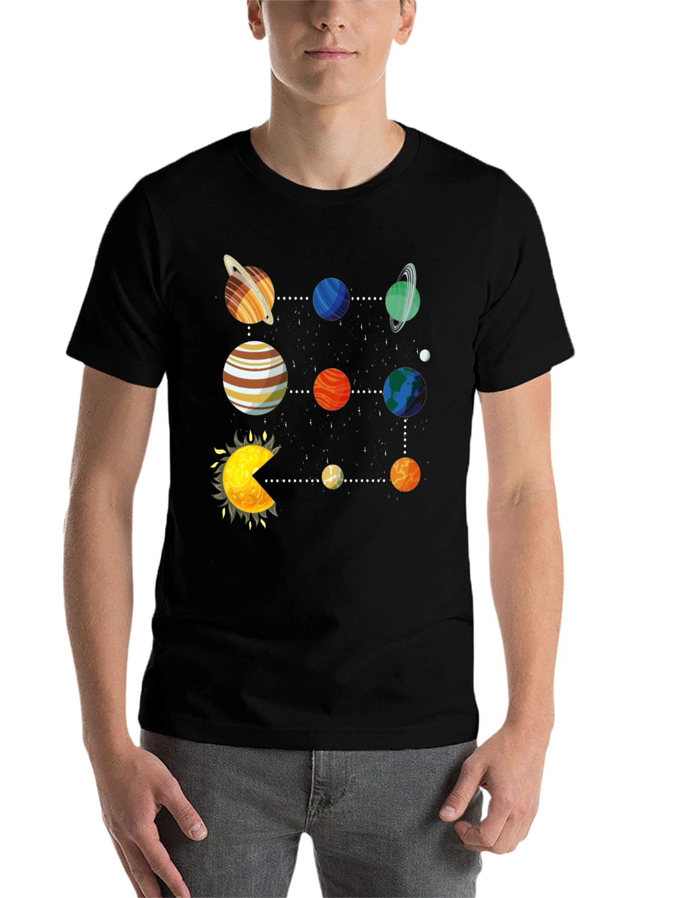 Black Solar System Graphic T-Shirt view 7