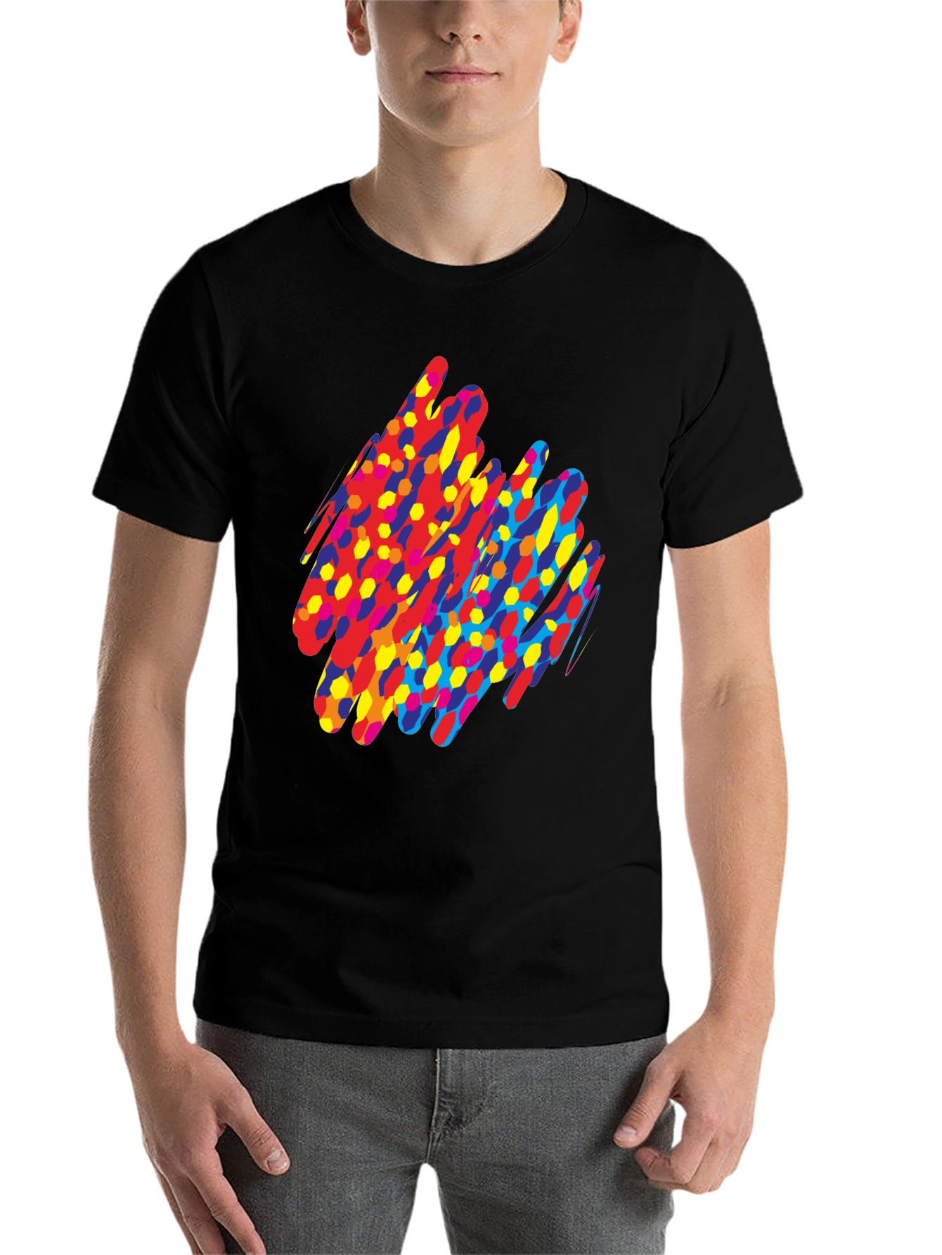 Black Abstract Graphic Print Black T-Shirt view 7