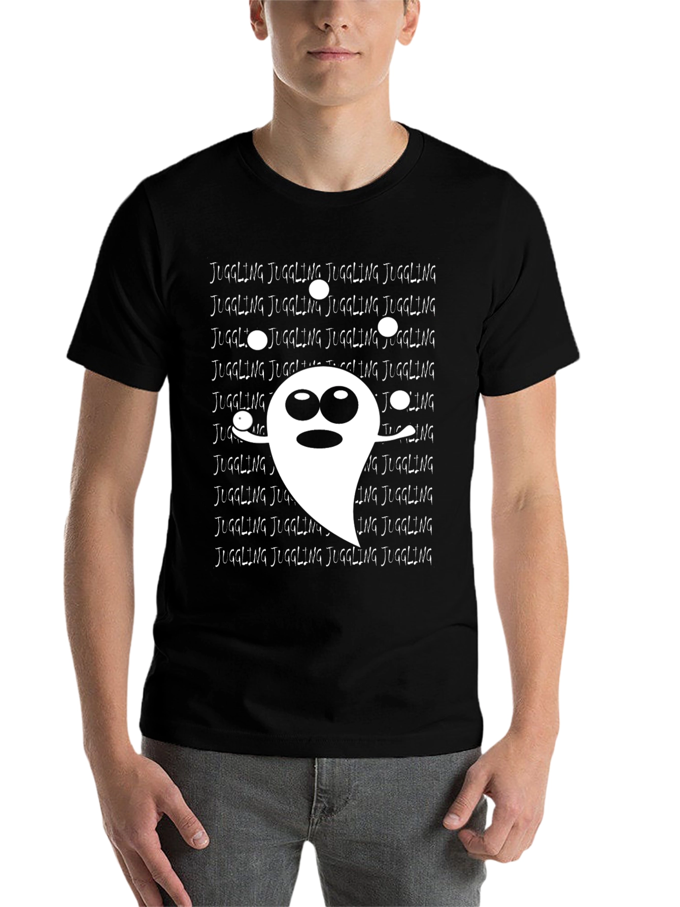 Black Juggling Ghost T-Shirt - Spooky Fun! view 7