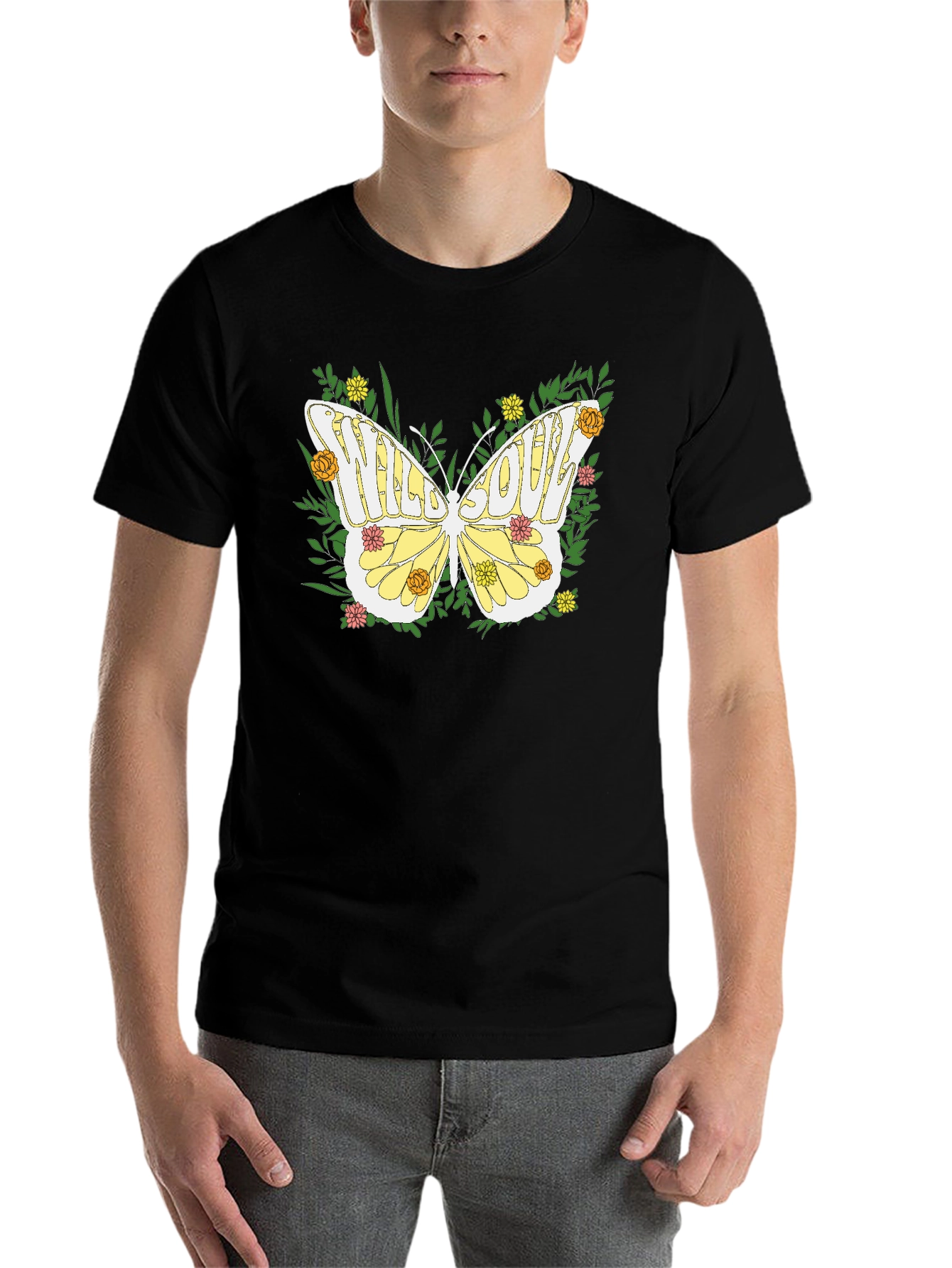 Black Wild Soul Butterfly Graphic Tee - Nature Inspired Comfort view 7