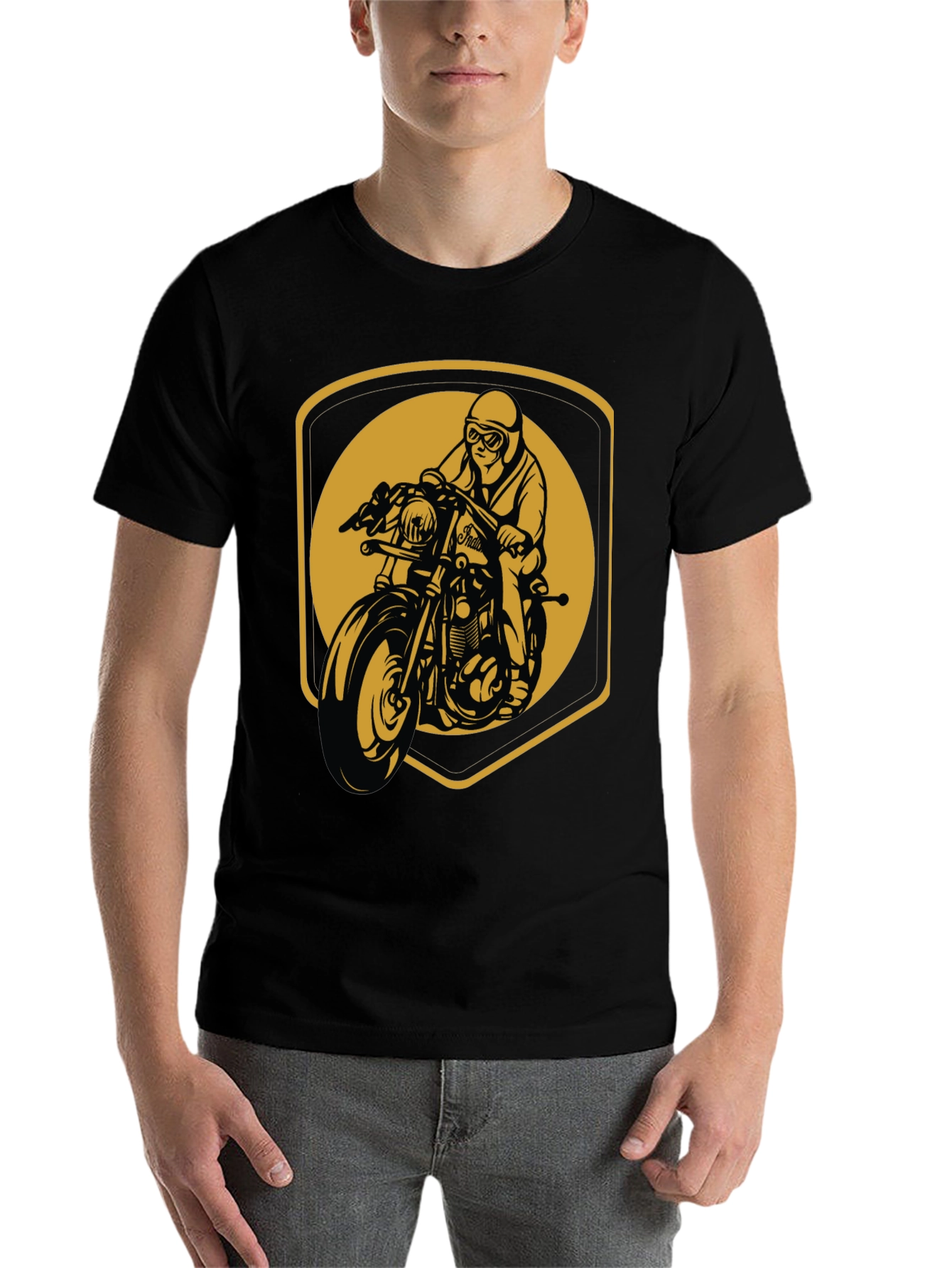 Black Motorcycle Rider Graphic T-Shirt - Vintage Style view 7