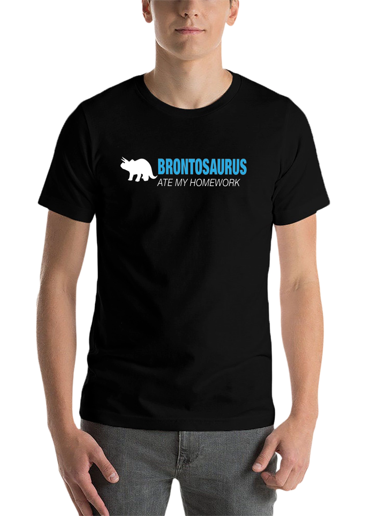 Black Brontosaurus Ate My Homework T-Shirt view 7