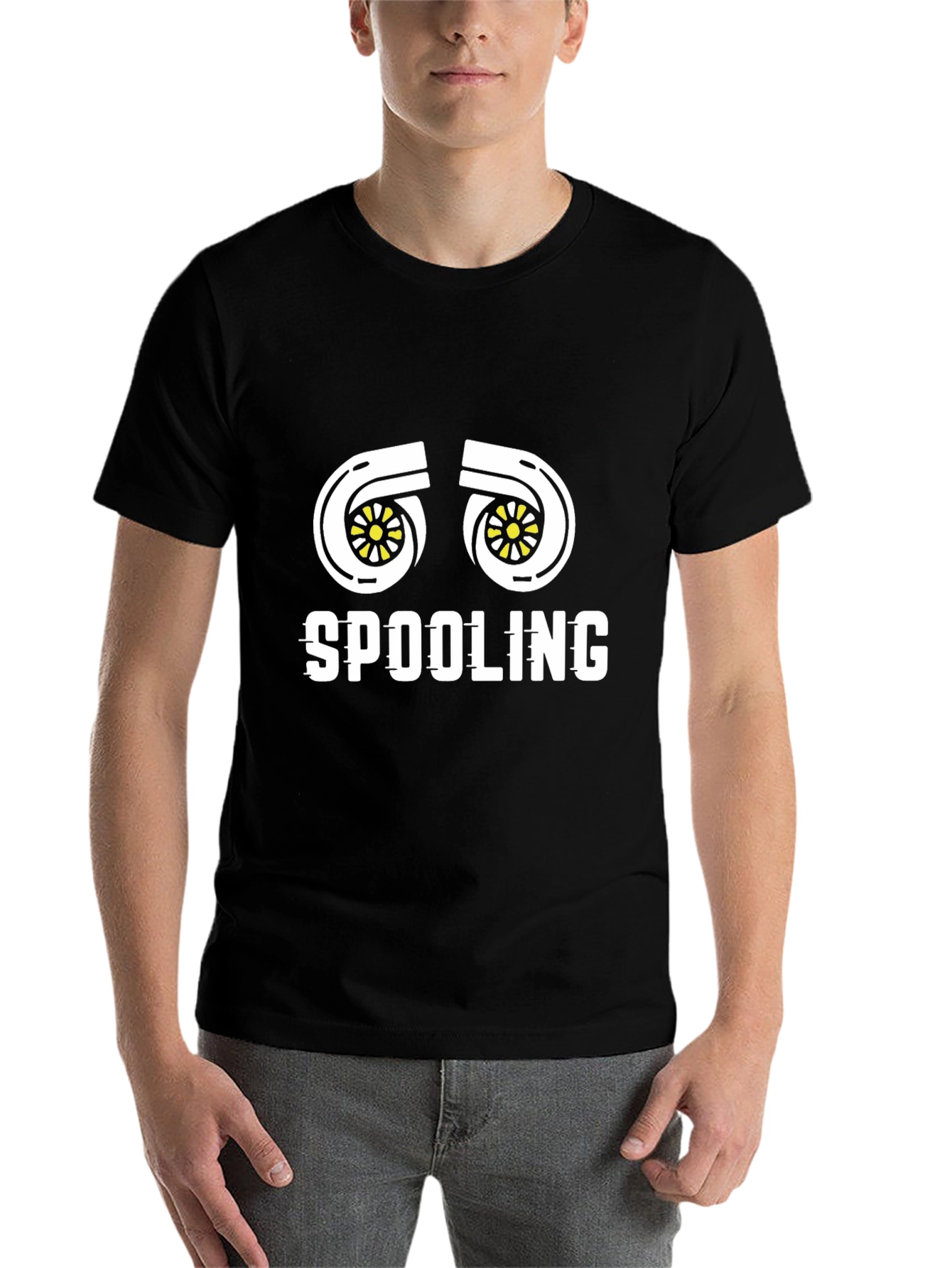 Black Spooling Turbo T-Shirt - Black Cotton Tee view 7