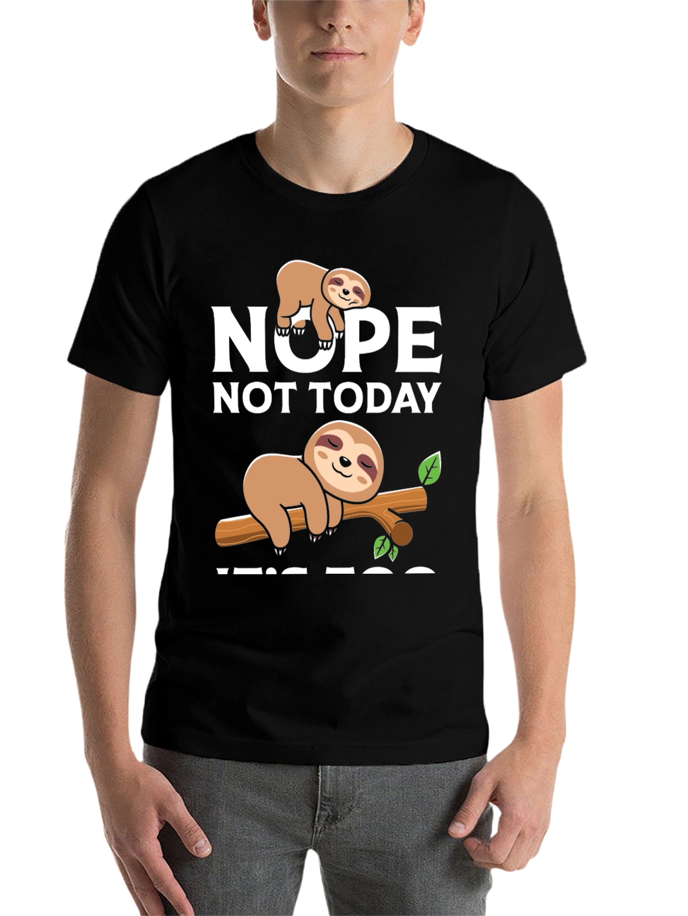 Black Nope Not Today Sloth Graphic Tee - Comfort & Style view 7
