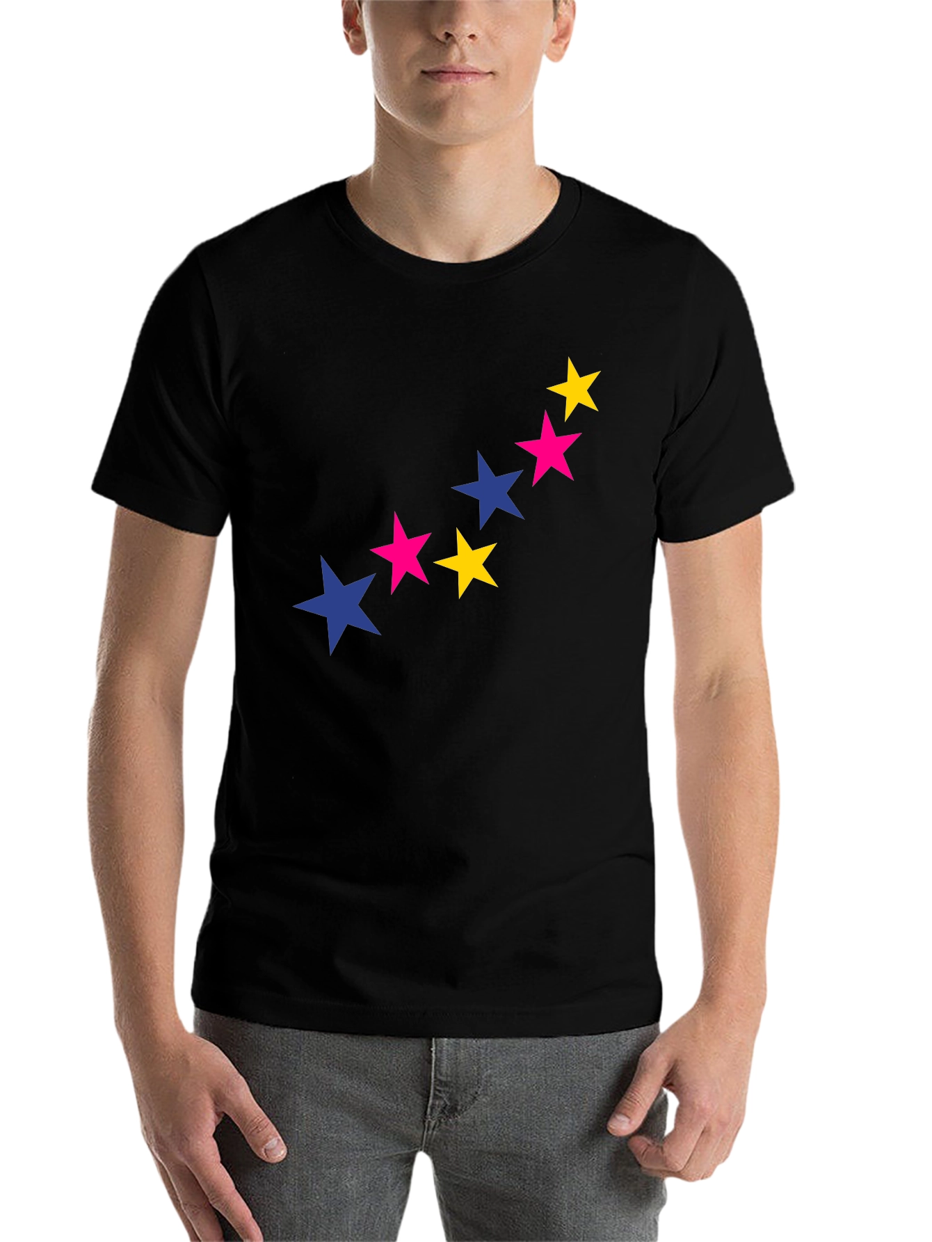 Black Starry Graphic Tee - Bold & Stylish Black T-Shirt view 7