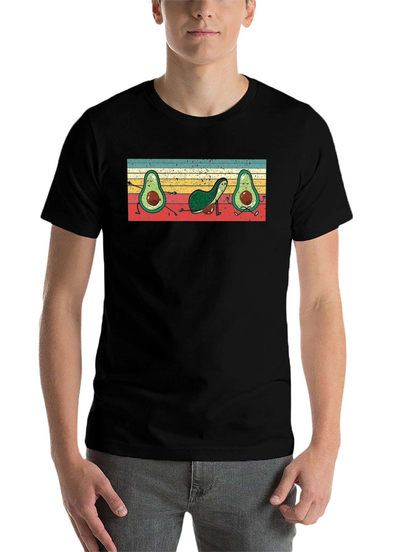 Black Retro Avocado Yoga T-Shirt view 7