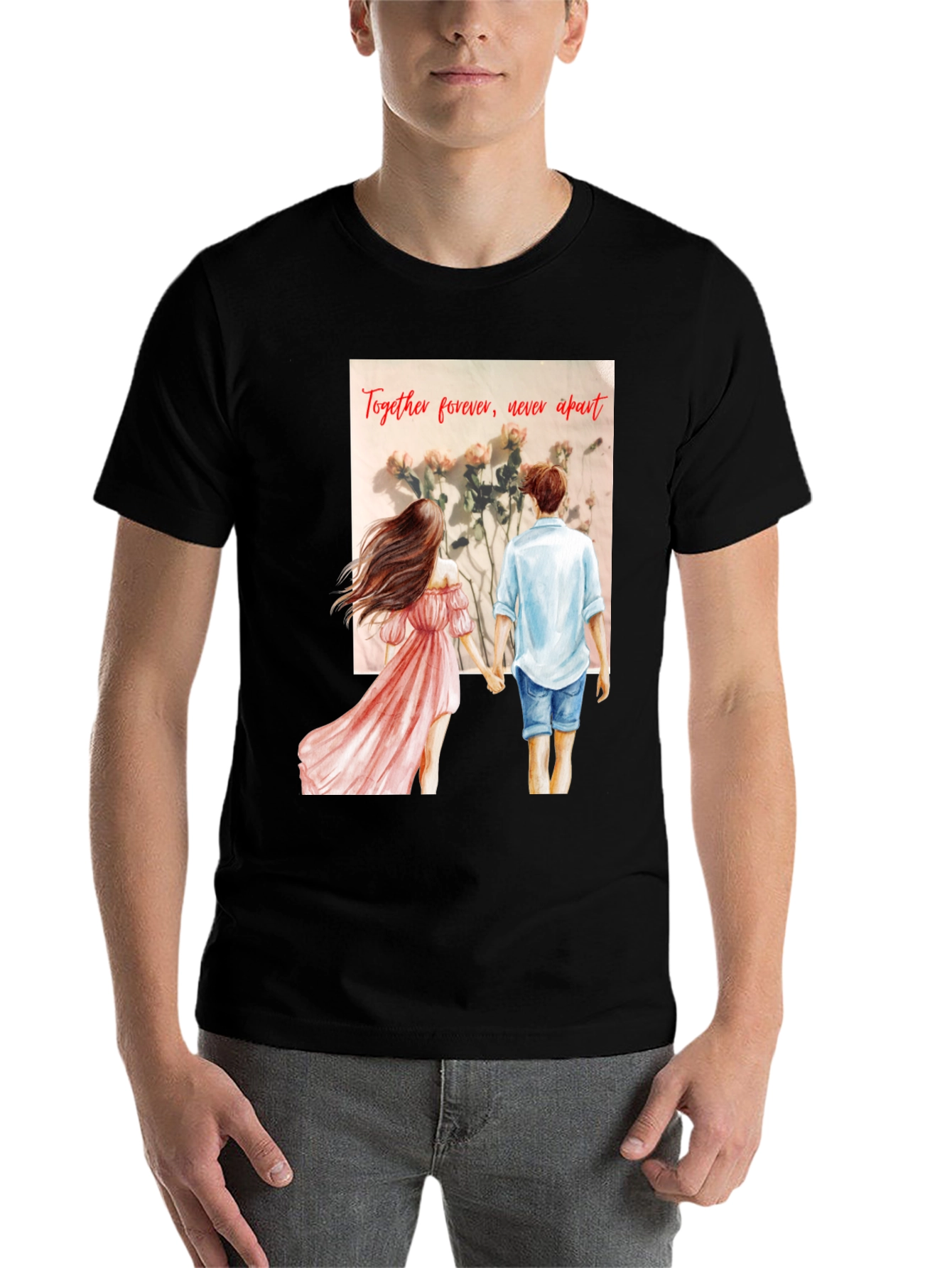 Black Romantic Couple Tee: Together Forever view 7