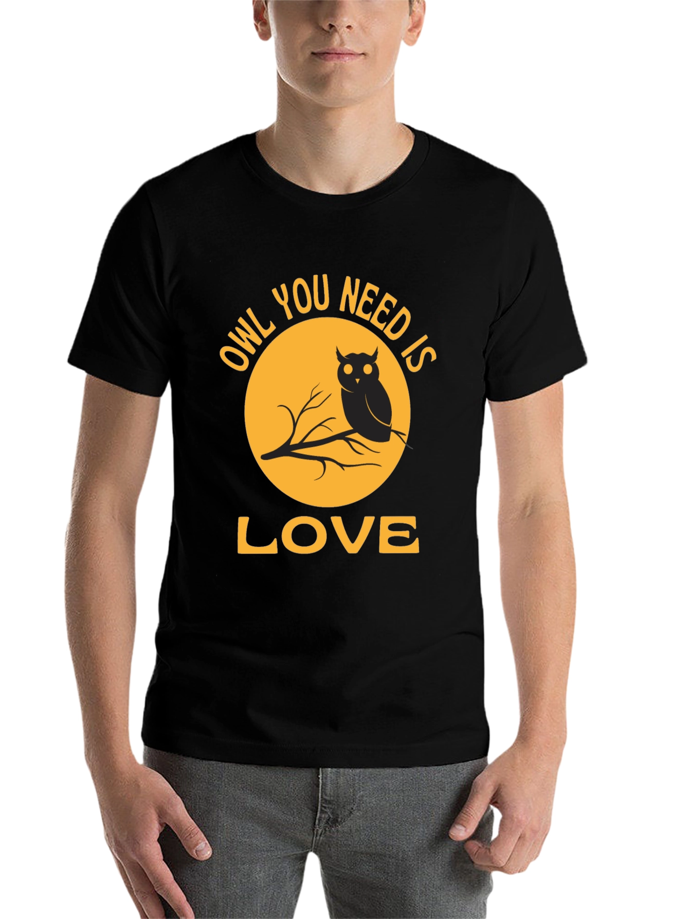 Black Owl You Need Is Love T-Shirt - Black view 7