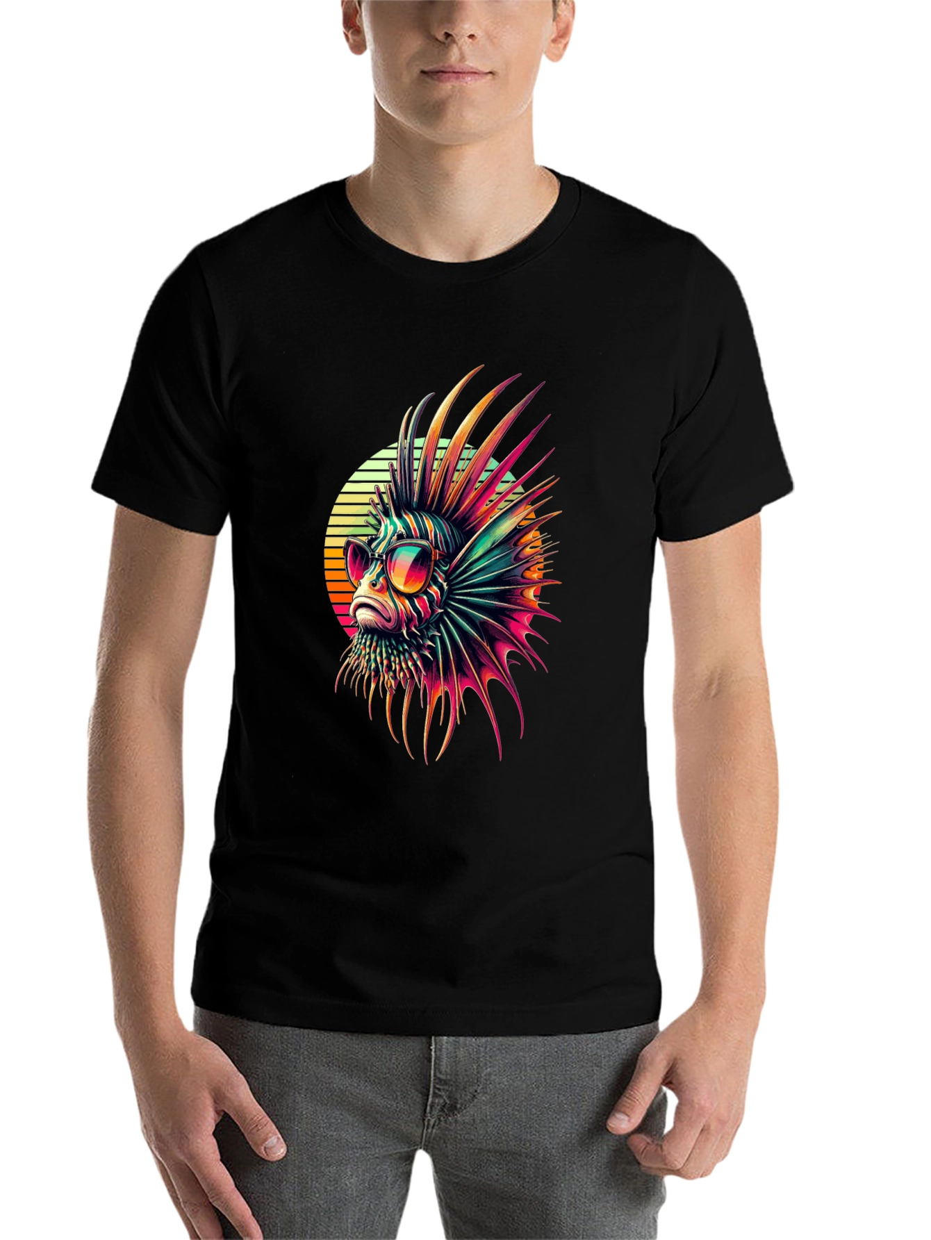 Black Cool Lionfish T-Shirt view 7