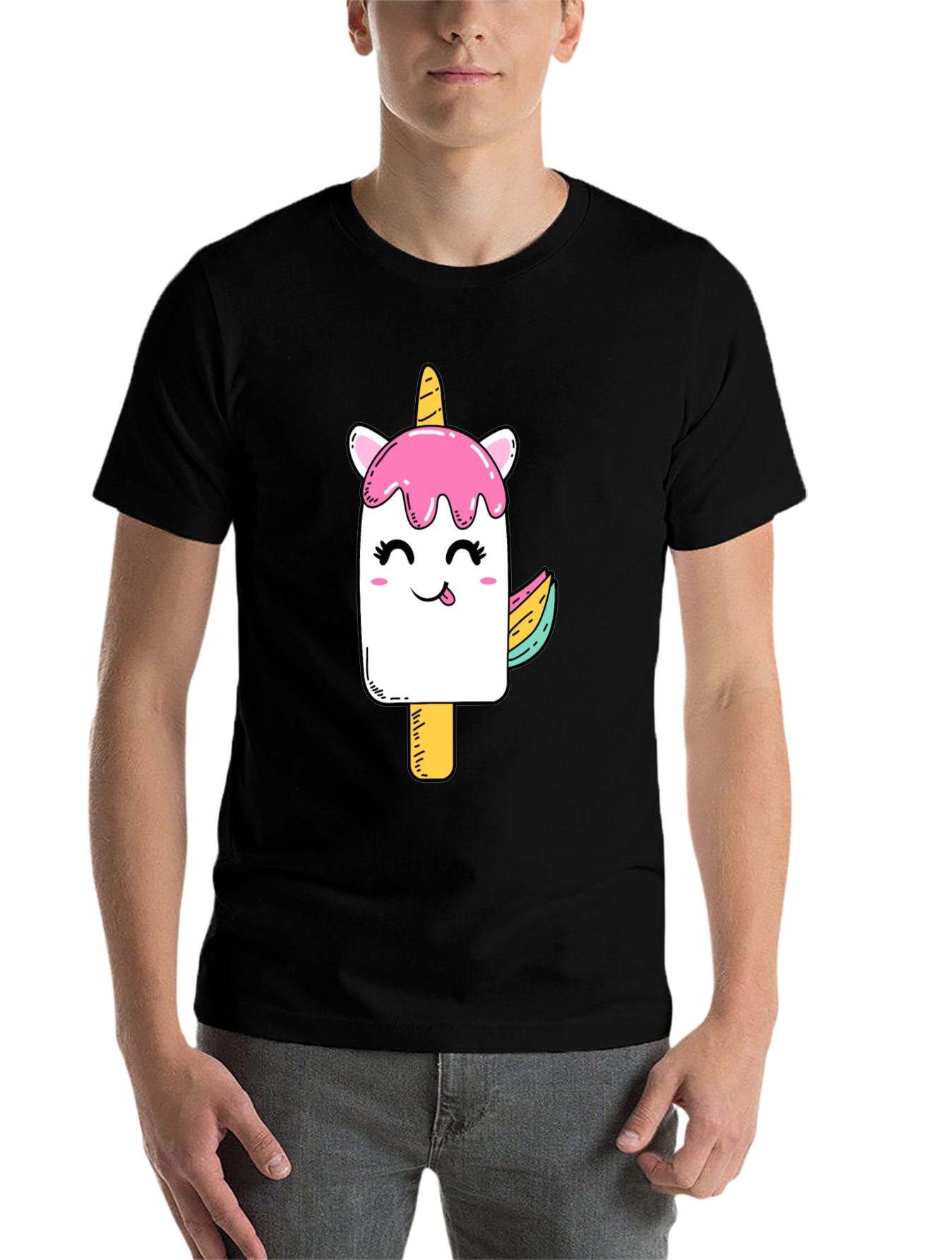 Black Unicorn Popsicle Graphic Black T-Shirt view 7