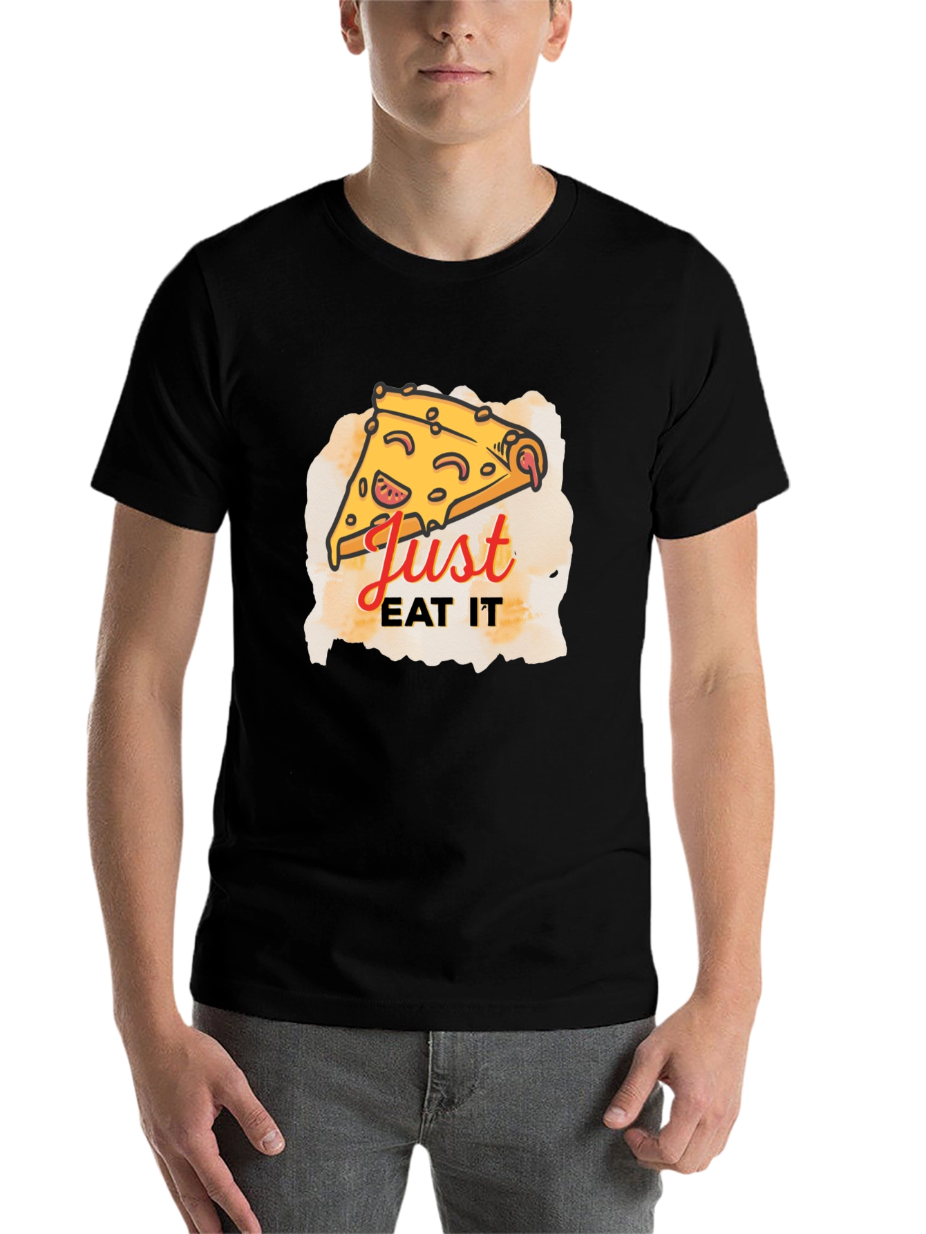 Black Just Eat It Pizza Graphic Tee - Black T-Shirt view 7