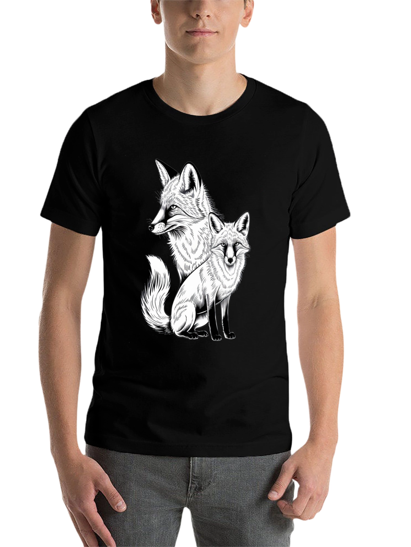 Black Fox Graphic Tee - Stylish Animal Print Shirt view 7