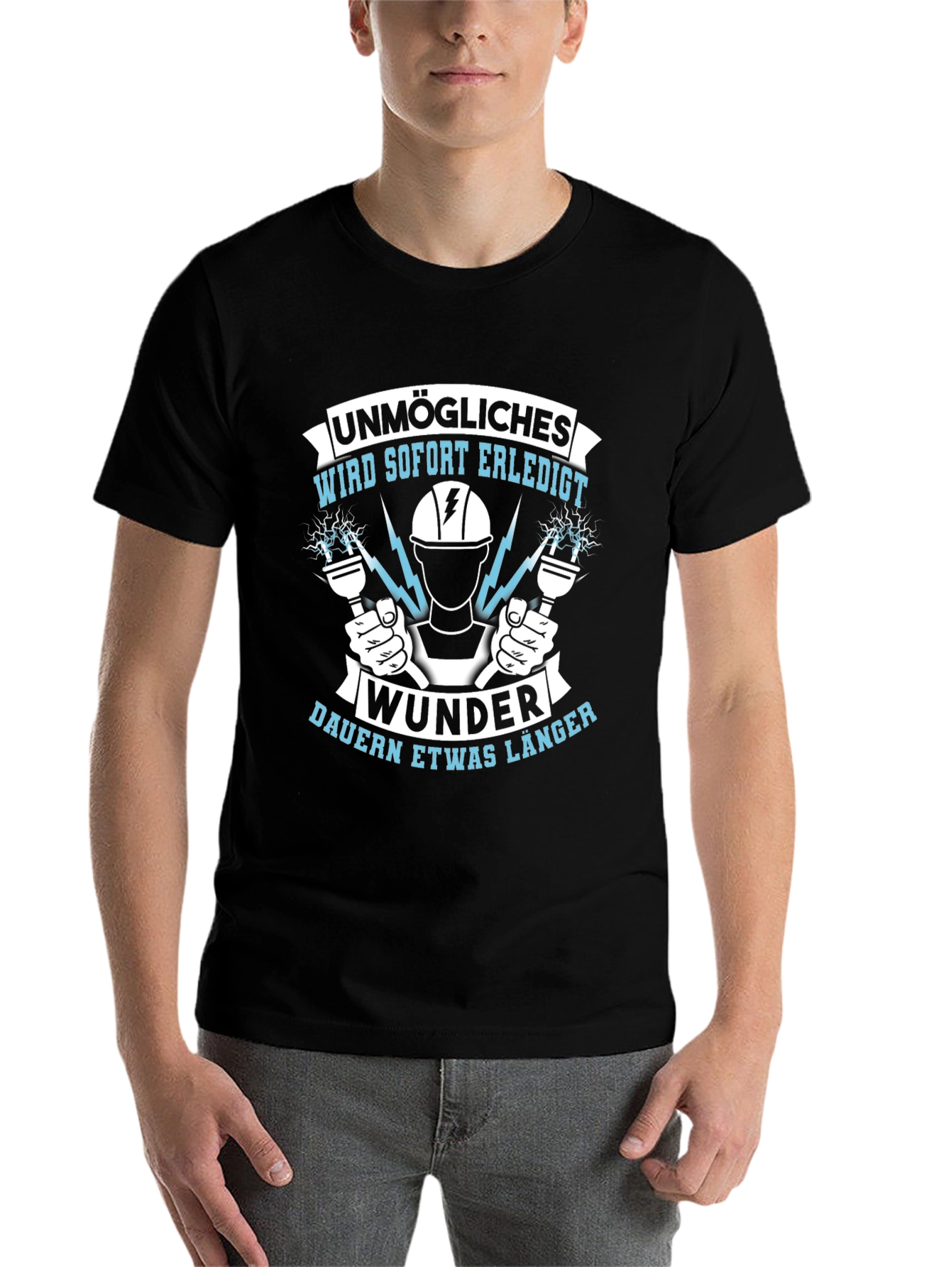 Black Electrician Humor T-Shirt - Unmögliches Wird Sofort Erledigt view 7