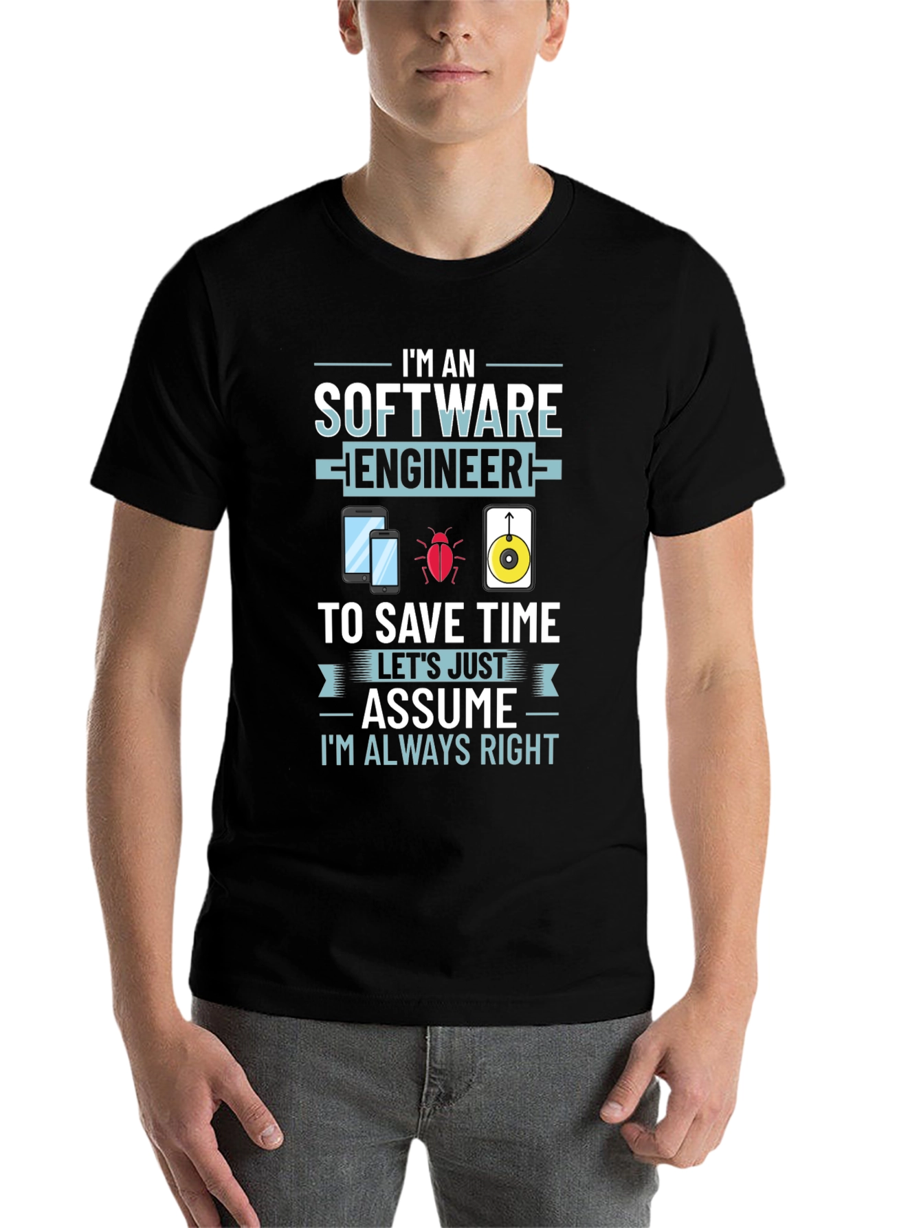 Black Software Engineer Novelty Graphic T-Shirt view 7