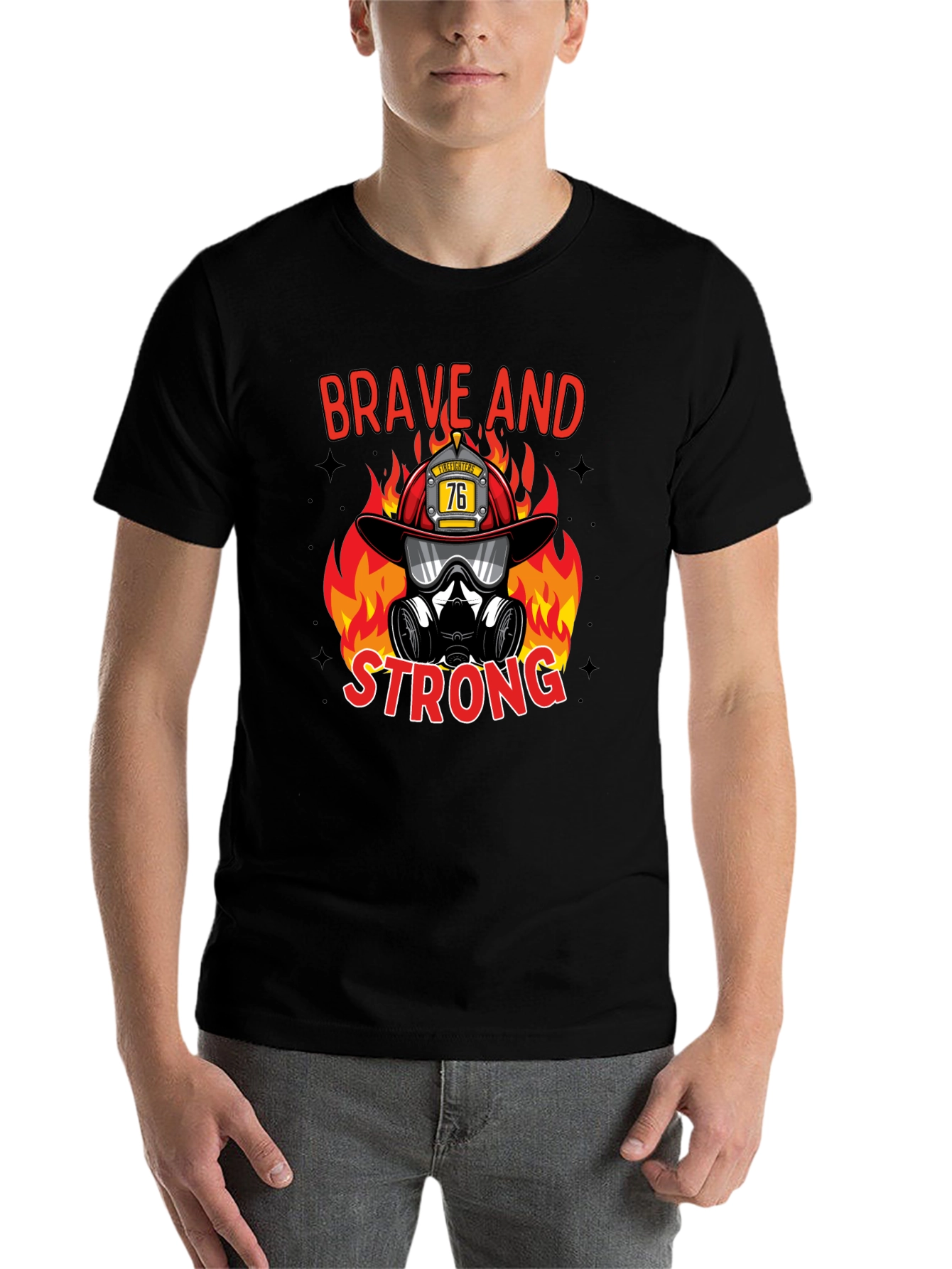 Black Brave Firefighter Graphic T-Shirt view 7