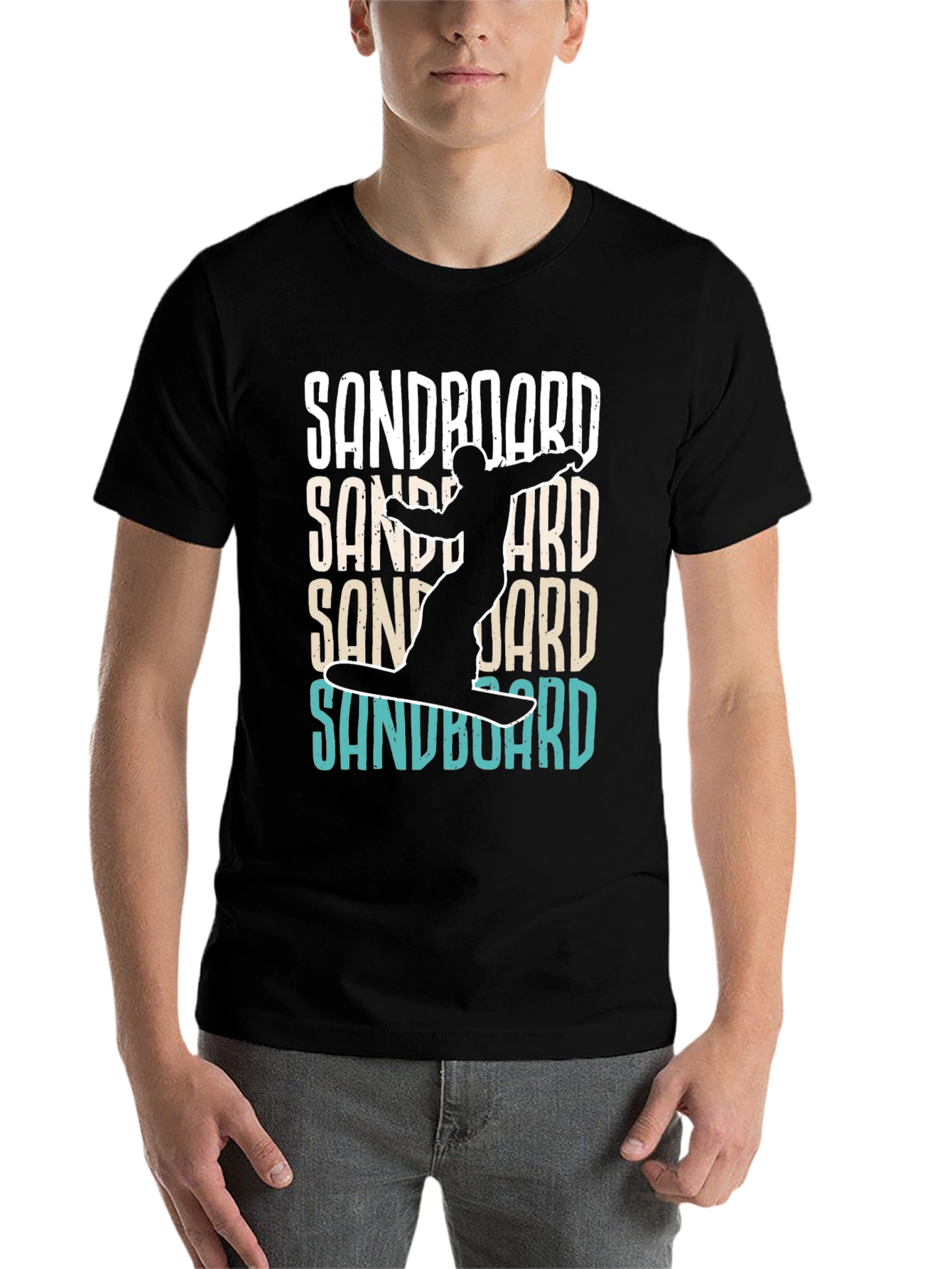 Black Sandboard T-Shirt - Unique Sandboarding Design view 7