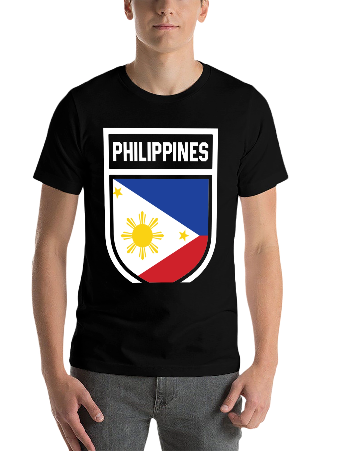 Black Philippines Flag Shield T-Shirt - Patriotic Filipino Pride view 7