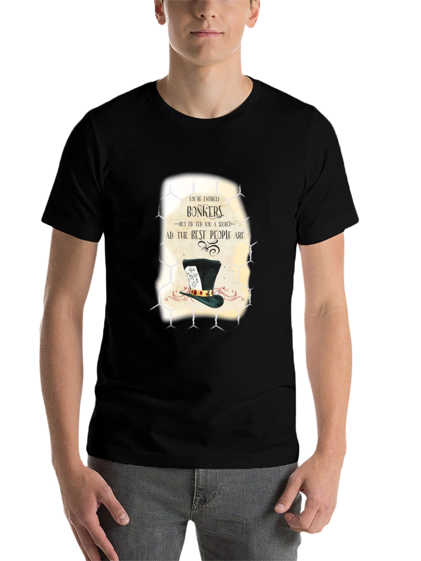 Black Alice in Wonderland Bonkers Graphic T-Shirt view 7