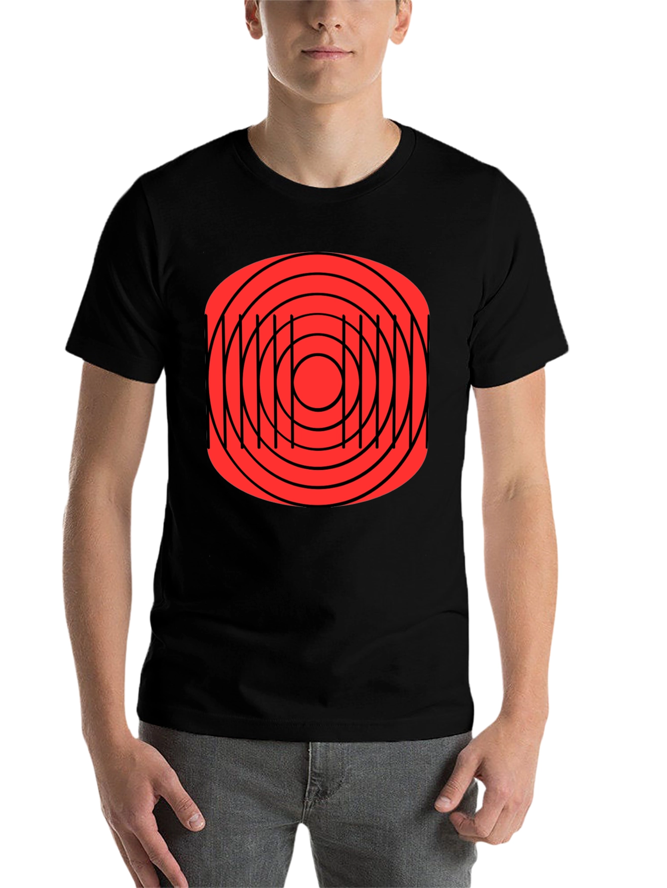 Black Abstract Target Graphic T-Shirt view 7